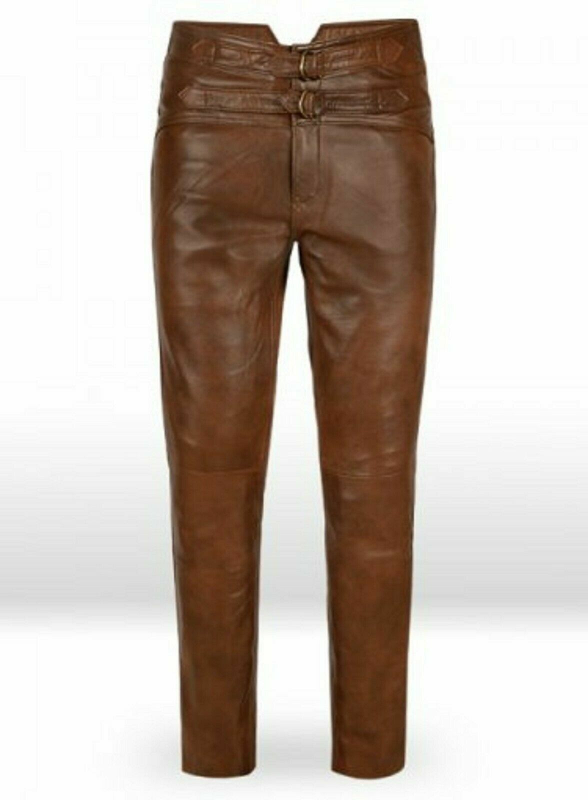 JIM MORRISON Leather Jeans Pants Premium Quality Cow Plain Brown Leather Trouser