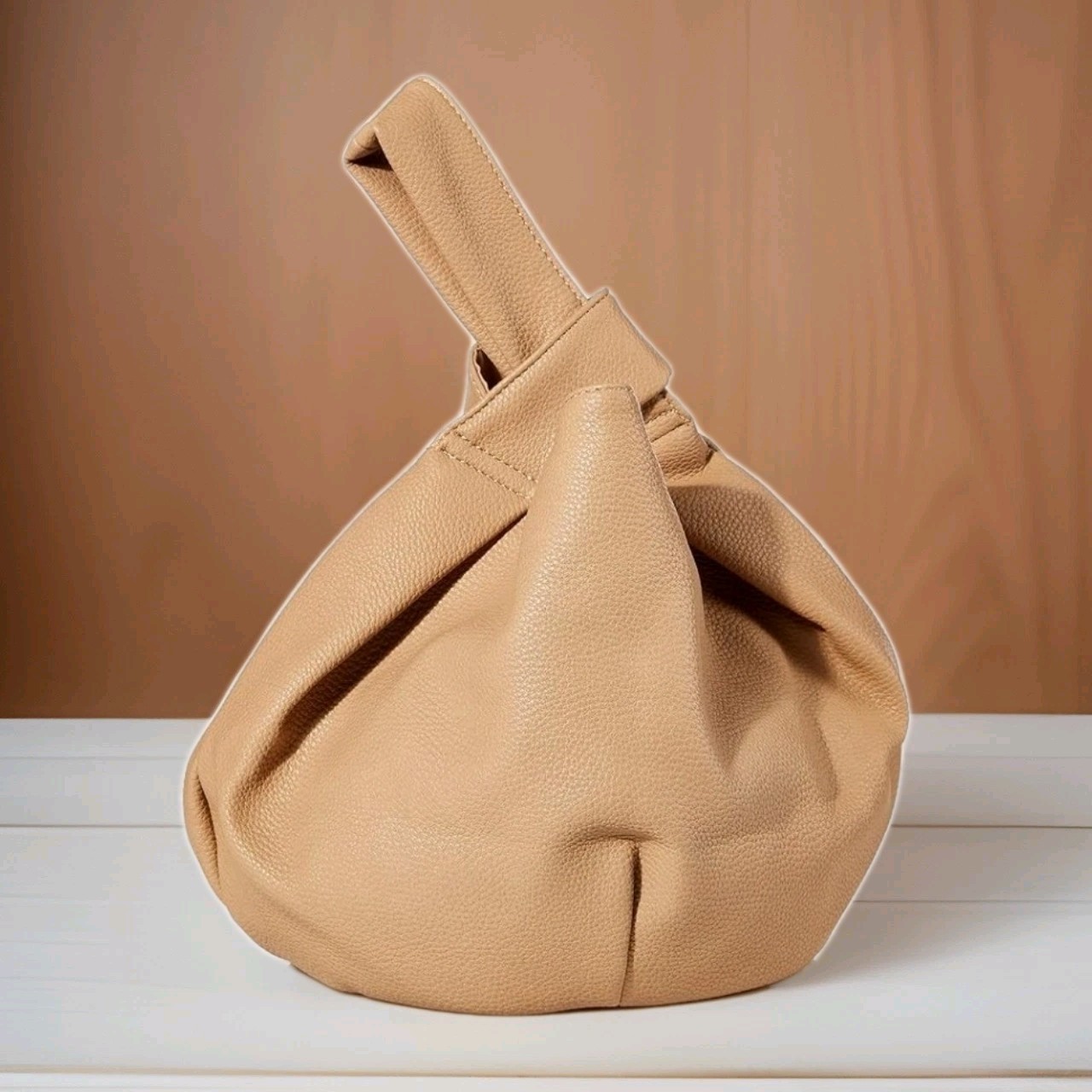The Drop Women’s Avalon Small Tote Bag 100% Polyurethane Small Wrist Purse TAUPE