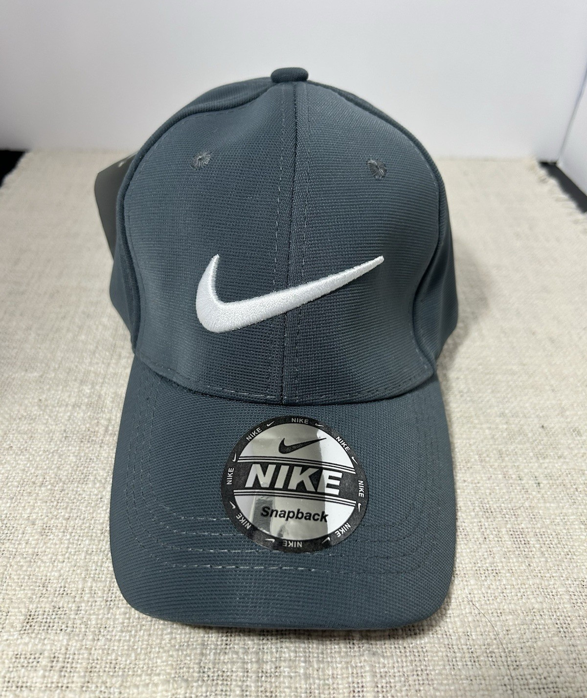 Nike Gray Snapback Baseball Cap White Swoosh Logo Adjustable One Size Men