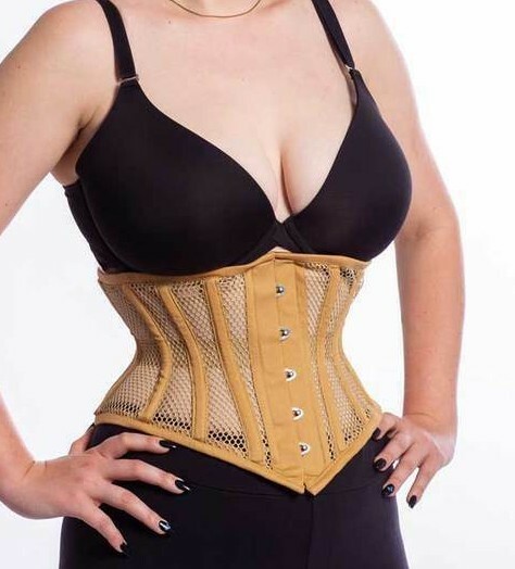 201 Authentic Beach Beige Mesh 30″ Steel Boned Underbust Waspie Corset