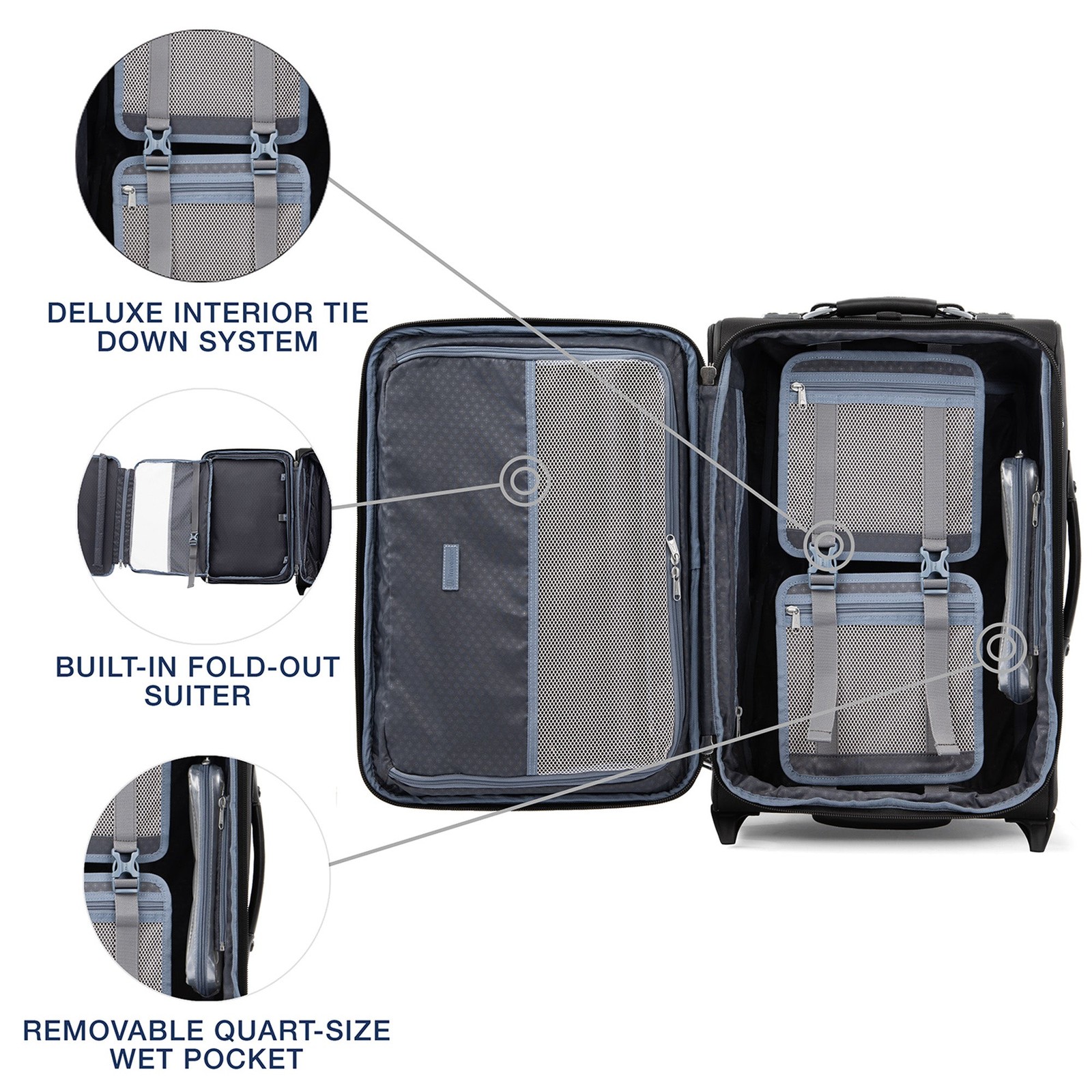 Travelpro Platinum Elite Softside Expandable Luggage, 2 Wheel Black 22 Inch U1