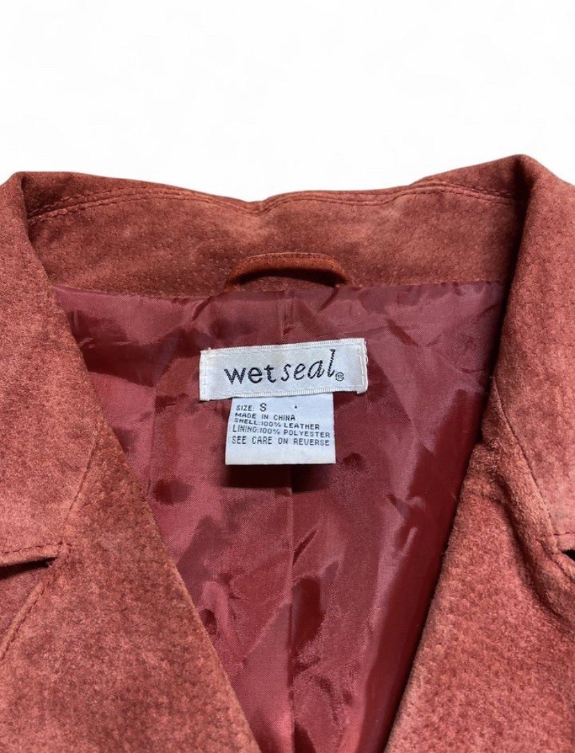 Vintage Wet Seal Red Suede Jacket – Belt & Pocket Details – Size S