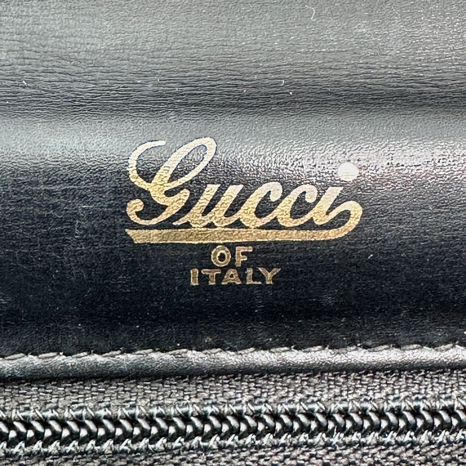 Vintege GUCCI Shoulder Bag GG Horse Bit Black Leather Canvas Auth From Japan