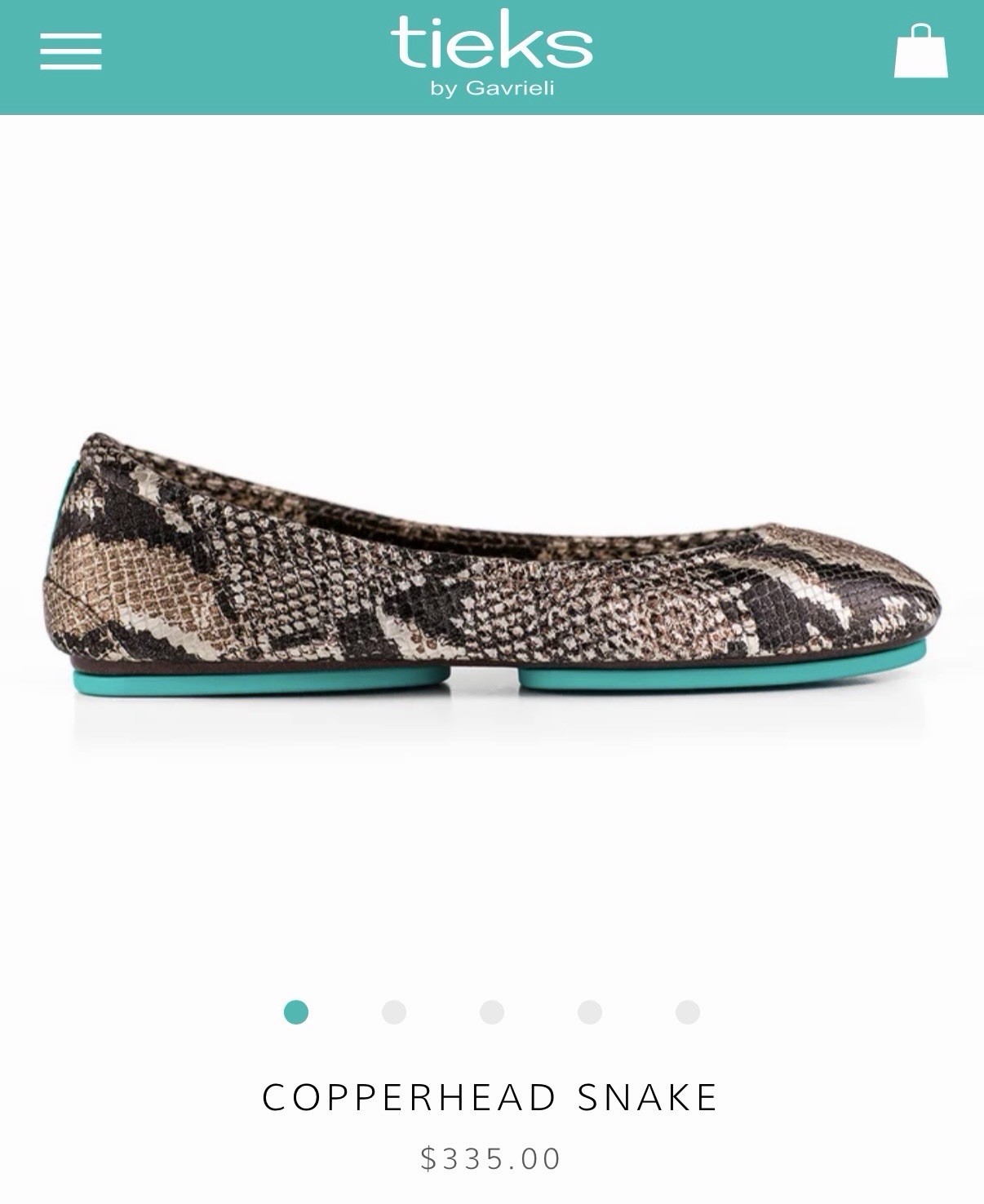 Tieks by Gavrieli Women’s Snake Print Foldable Slip-On Ballet Flats US 8