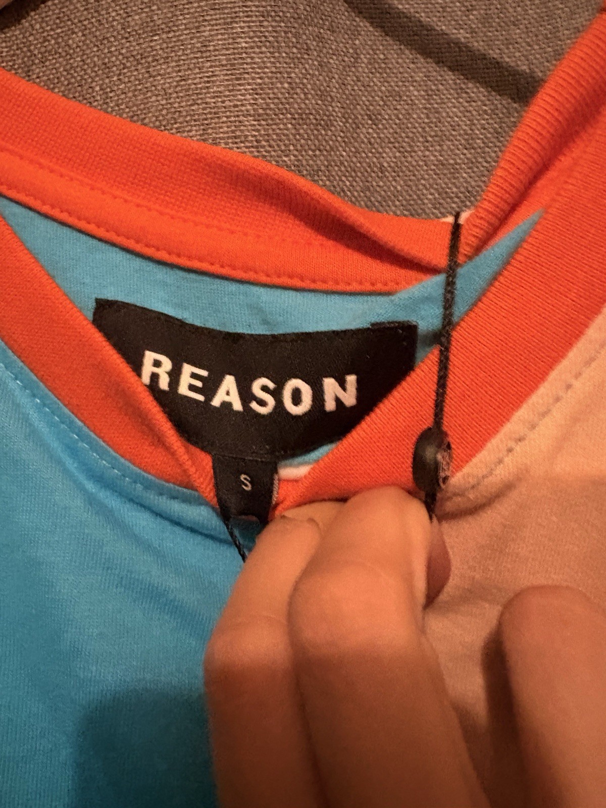 Reason RJ-68 Men’s Colorblock Long Sleeve Crew Neck T-Shirt Multicolor S