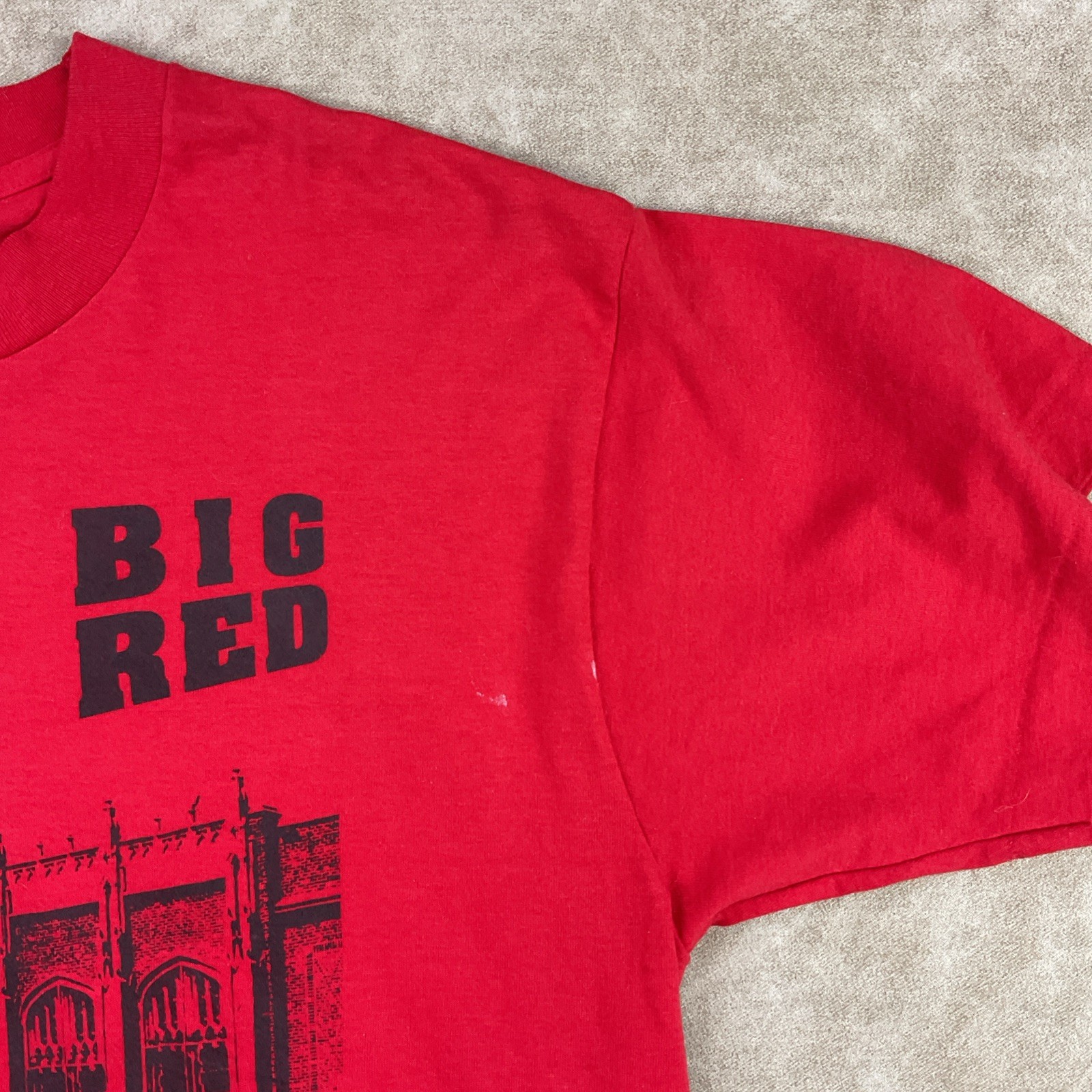 Vintage Big Red T-Shirt Sz L Western University 80s 90s Single Stitched 50/50