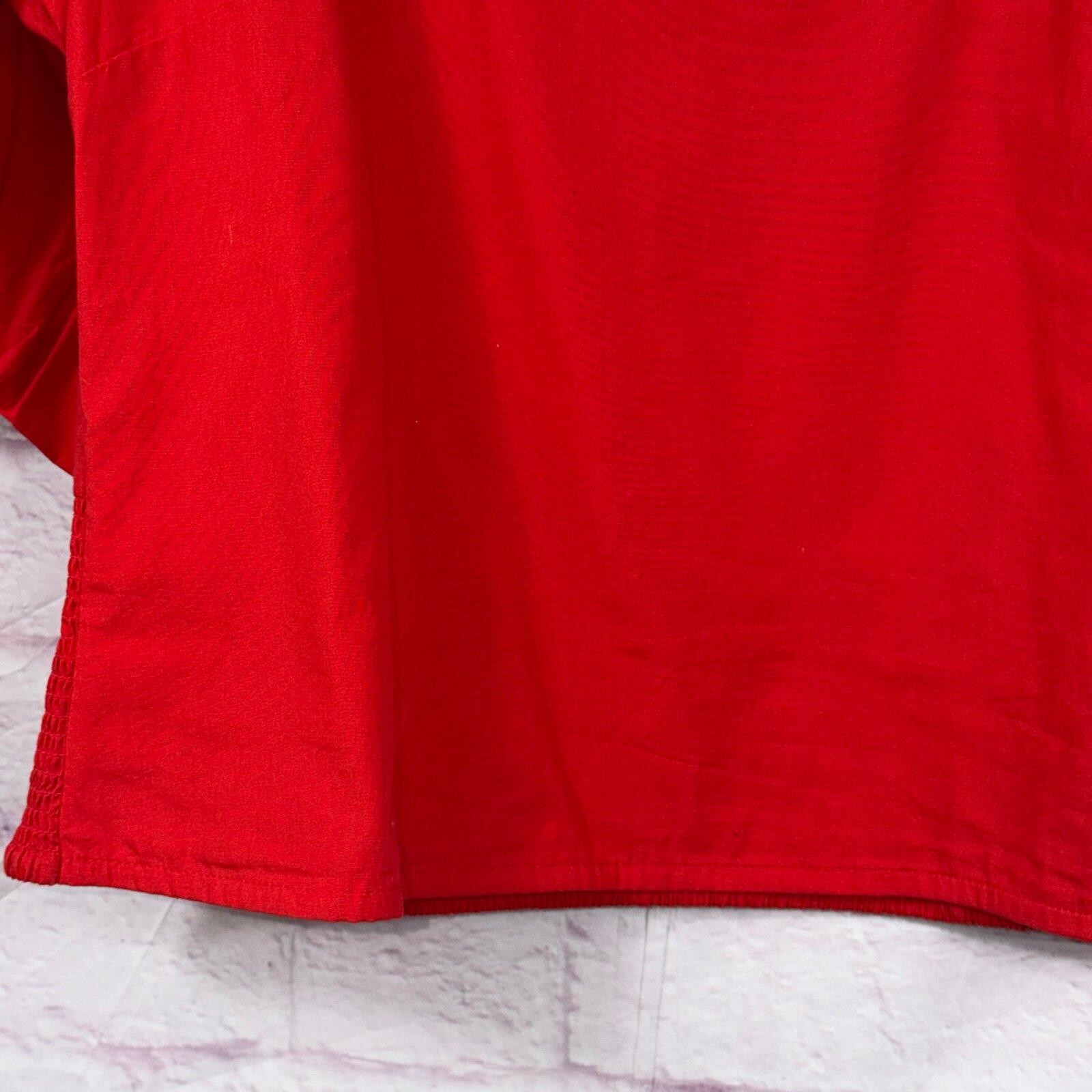 Vince Camuto Red Puff Sleeve Square Neck Blouse Top Size Medium