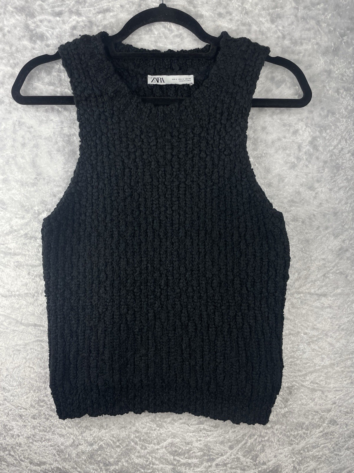 Zara Size S Chunky Boucle Style Knitted Sleeveless Top Soft Knit Fabric