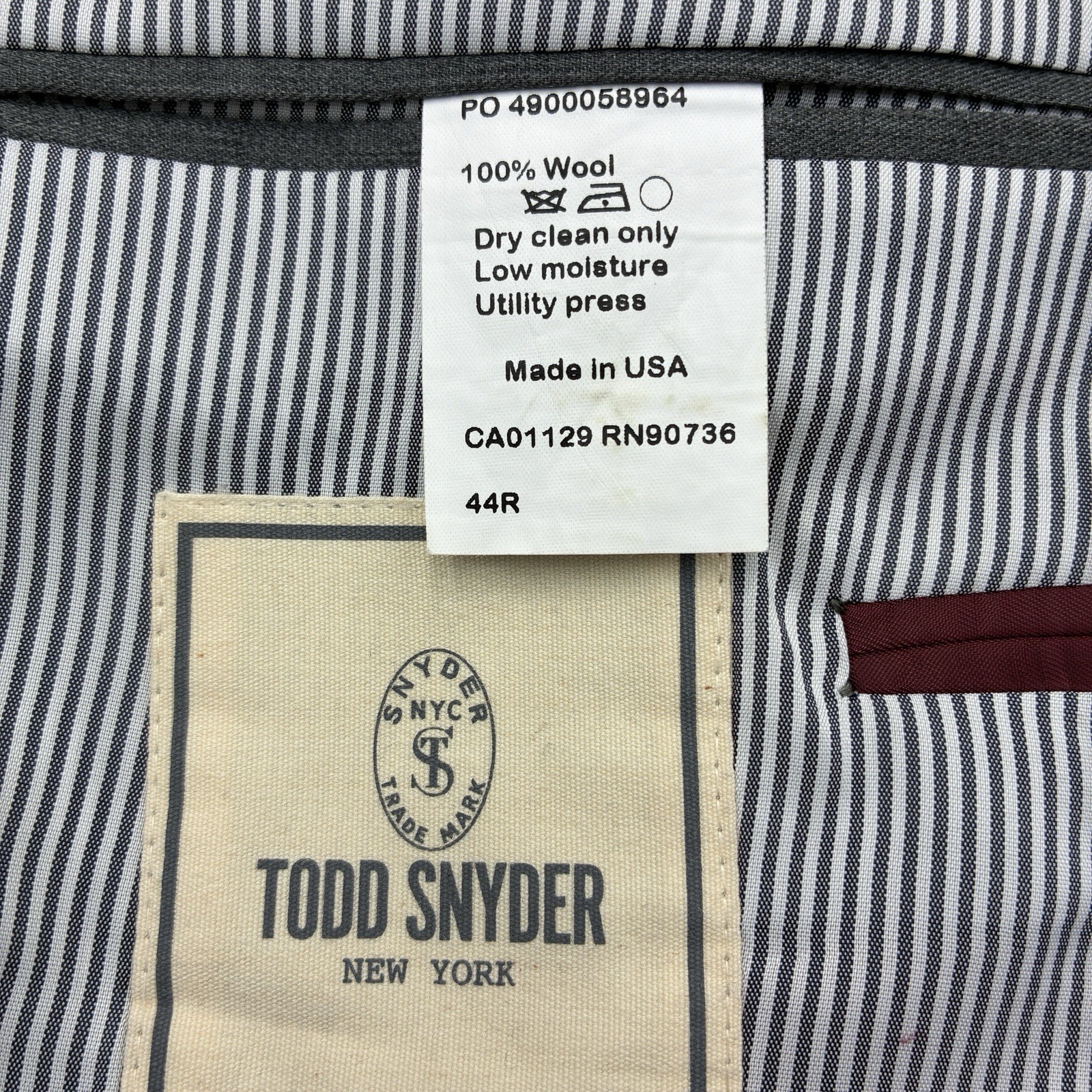 Todd Snyder Mayfair Fit Blazer 44R Charcoal Guncheck Wool USA Made Mens