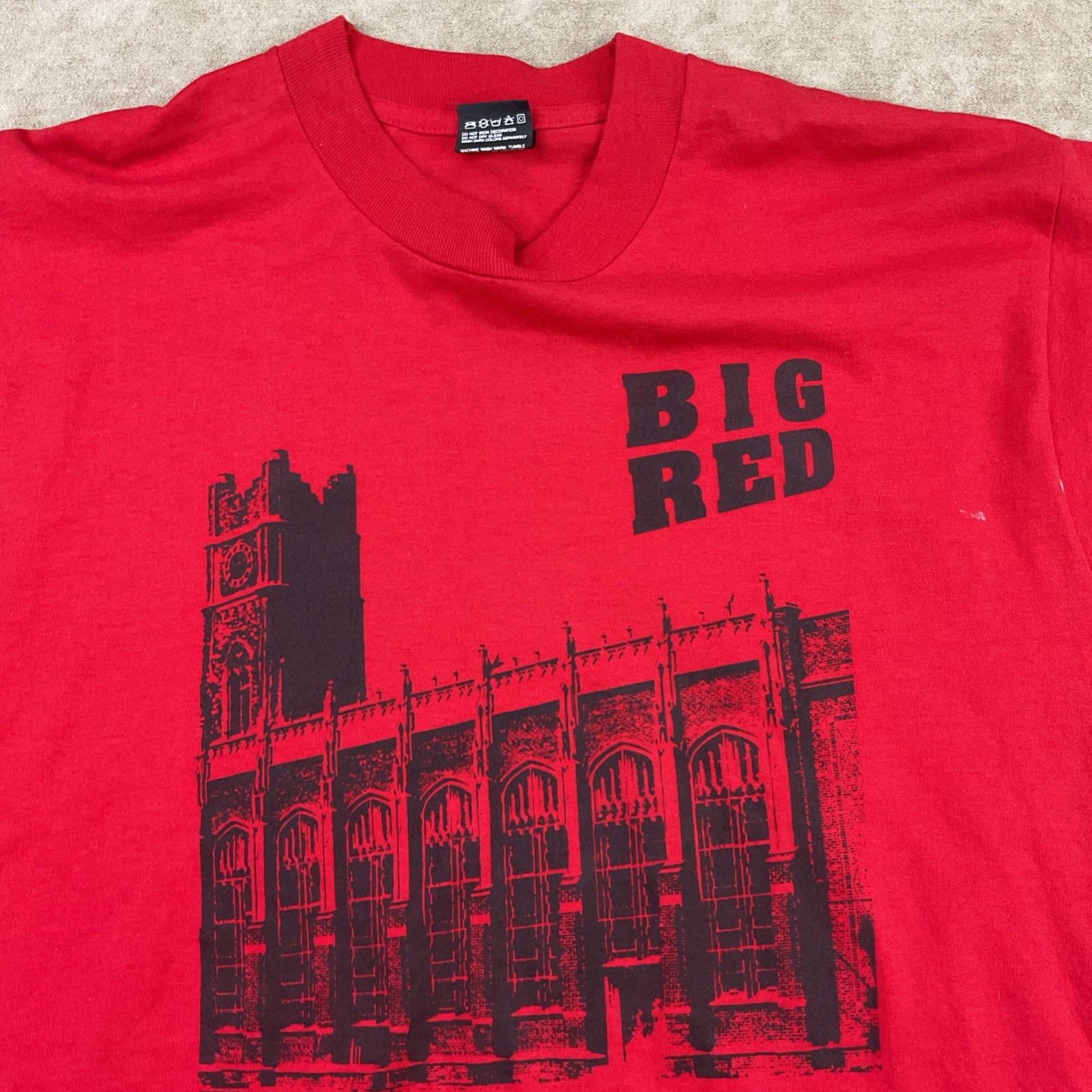 Vintage Big Red T-Shirt Sz L Western University 80s 90s Single Stitched 50/50