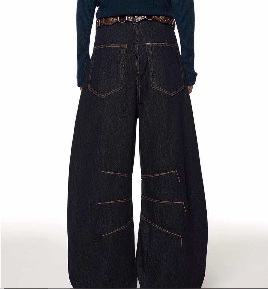 Men’s Black Denim Cotton Jeans Straight Wide Punk Hip Hop Trousers Pants Casual