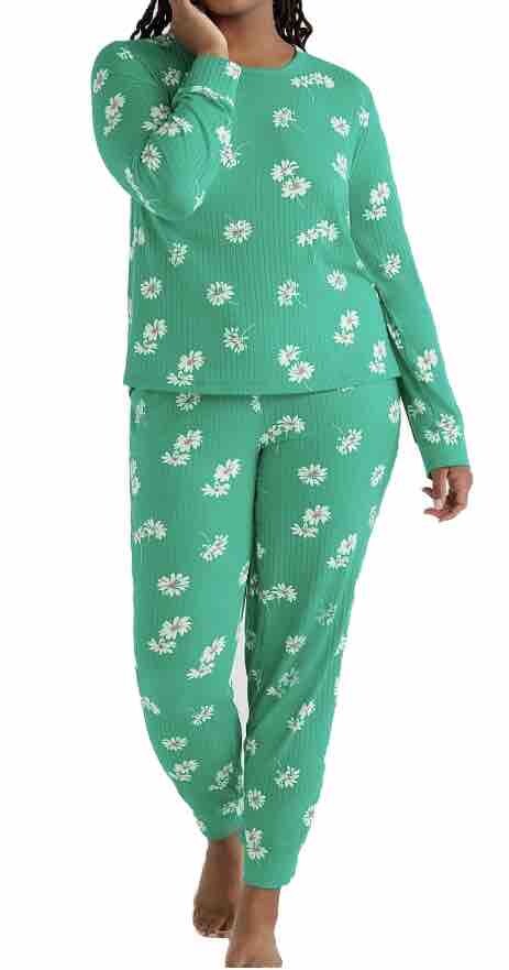 Joyspun Womens Ribbed Ultra Soft 2 Piece PJ set, sizes S, M, L, XL, 2XL, 3XL