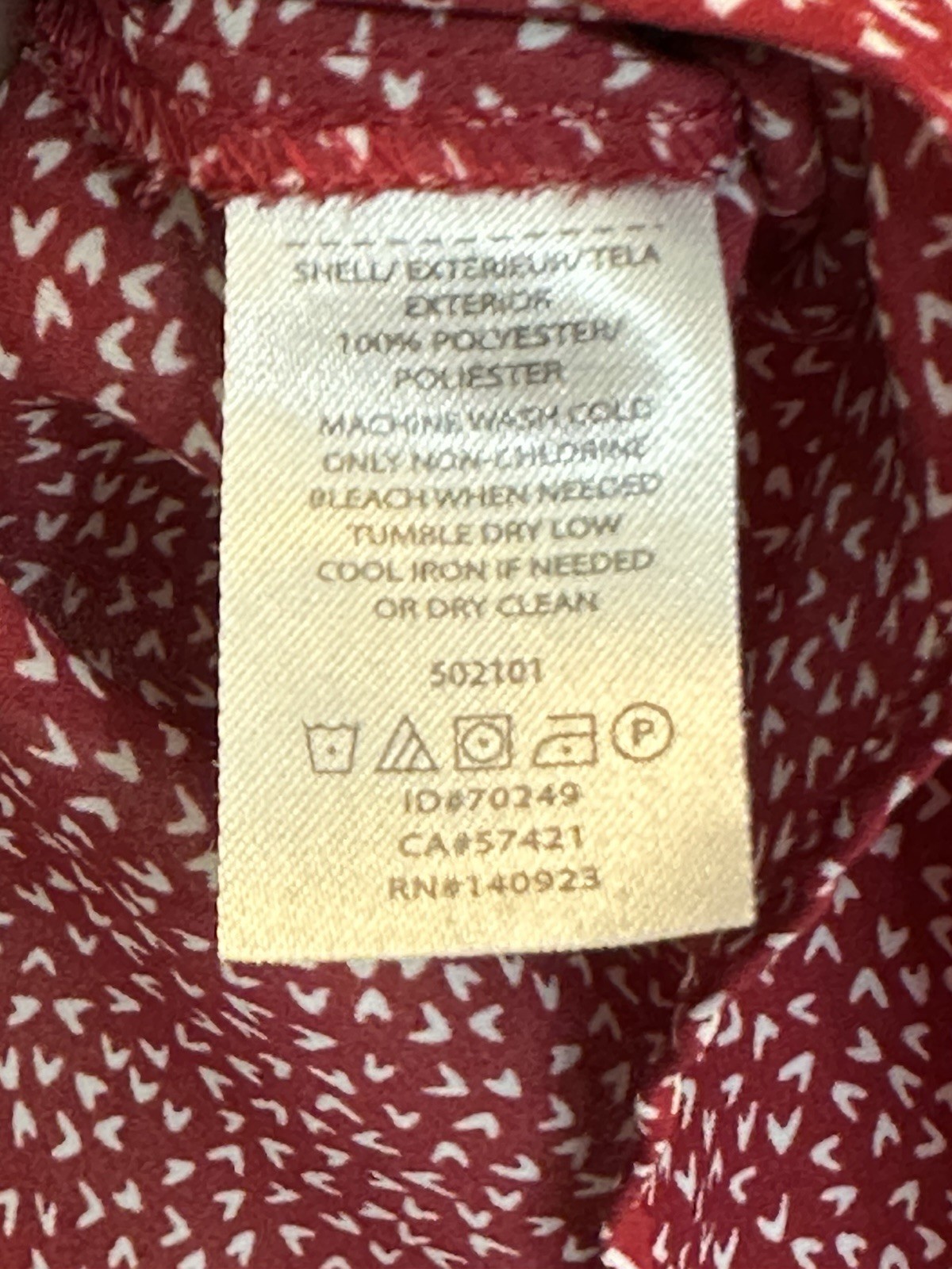 Women’s Loft collared Short Sleeve Burgundy Button Up Print Blouse Small