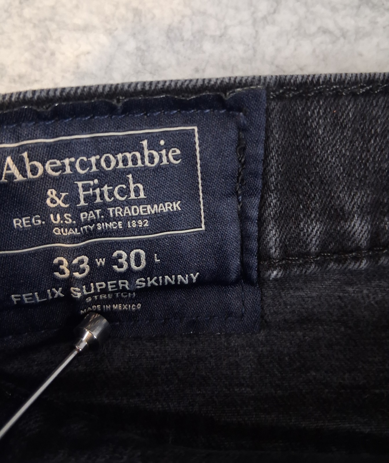 Abercrombie Fitch Felix Super Skinny Black Jeans Men 33×30 Stretch Slim Fit