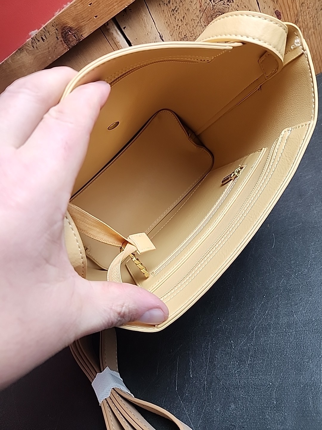 Pixie Mood Mag 10.25 x 11 Vegan Leather Crossbody Bag, Sand Color