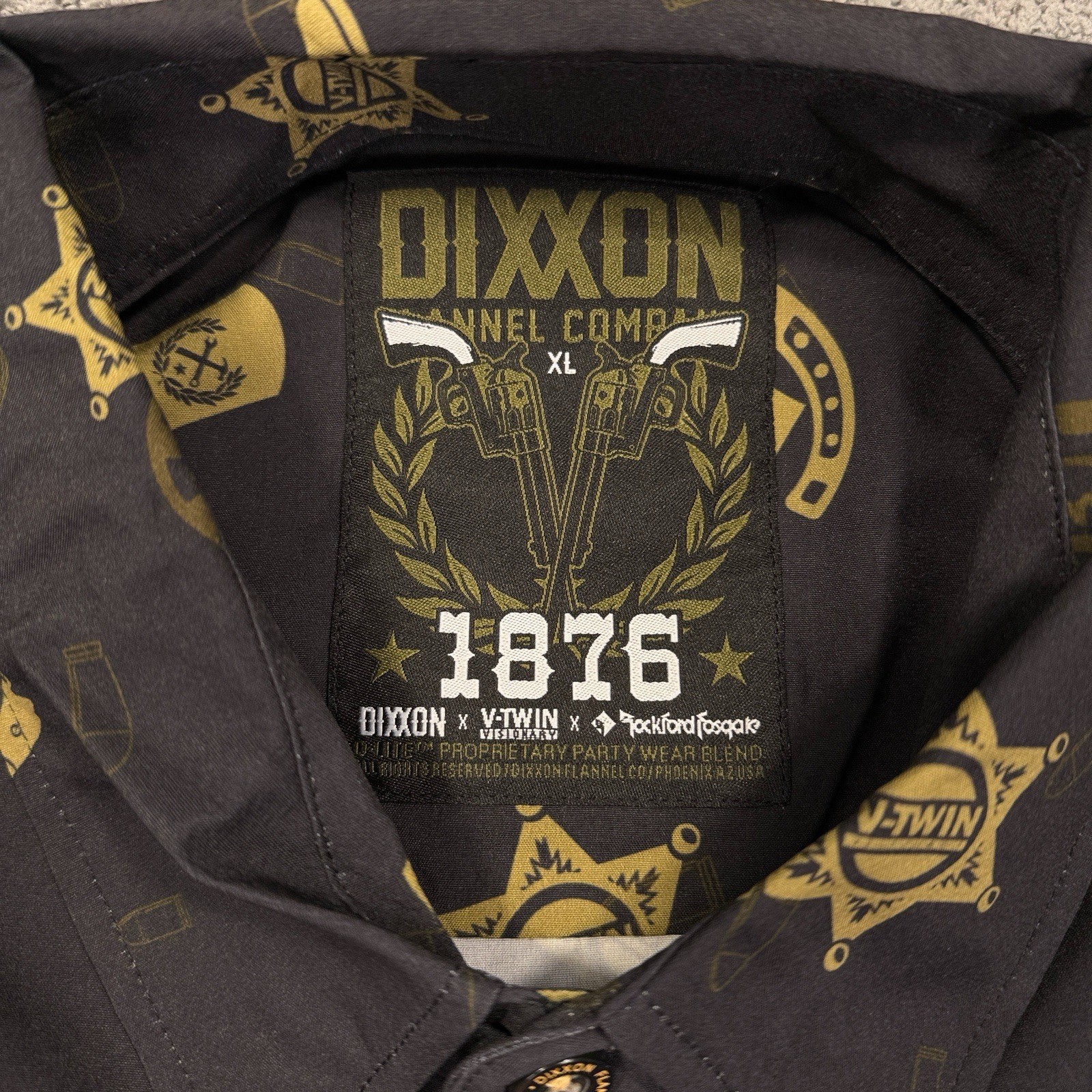 Dixxon Flannel V Twin 1876 Shirt Men Extra Large Black Limited Edition Western