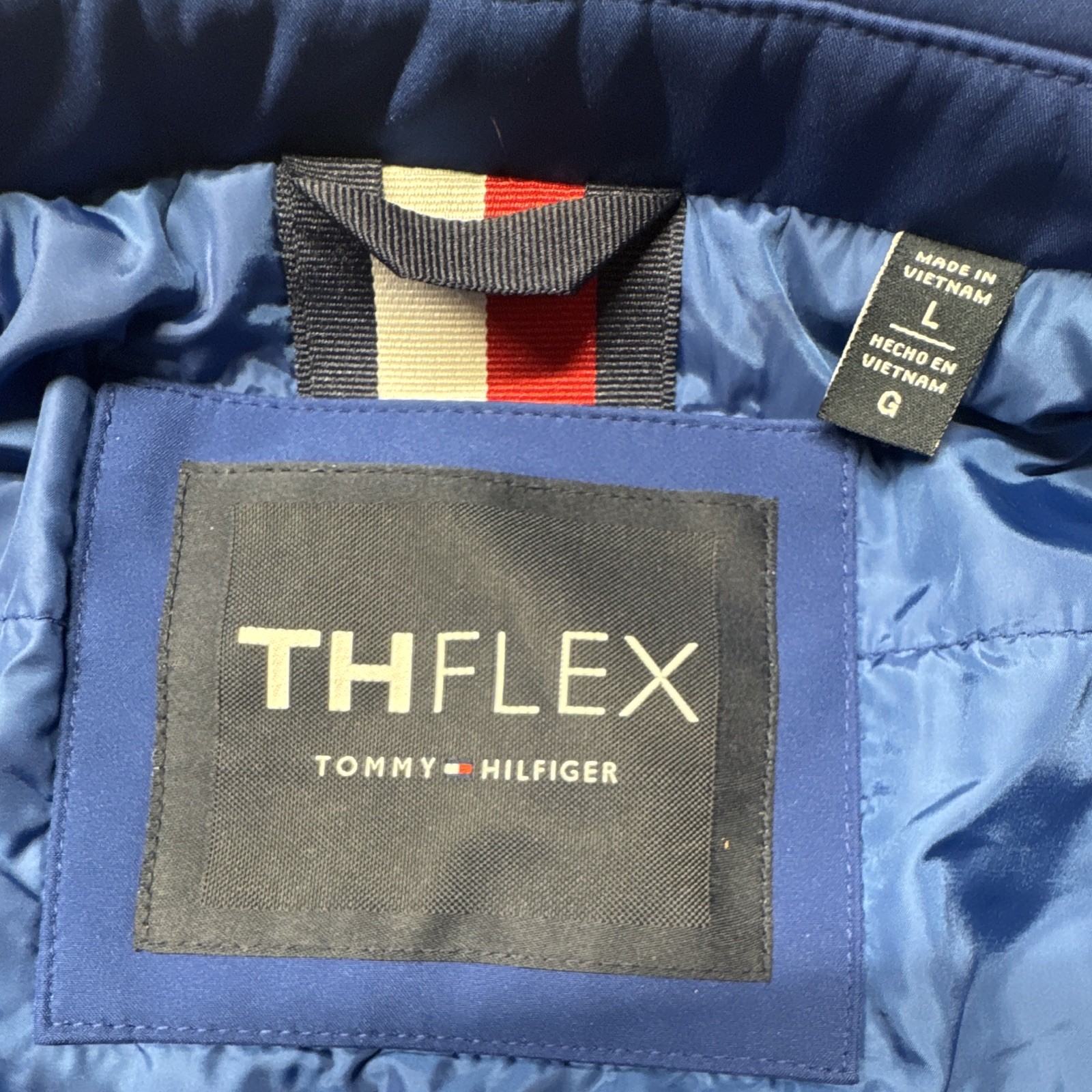 Tommy Hilfiger thflex Men’s Blue Full Zip Jacket Zipped Pockets Point Collar L