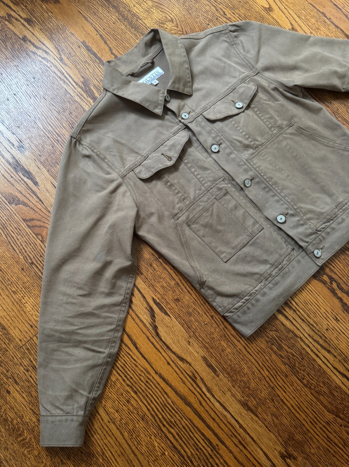Gustin Waxed Canvas Jacket Medium Made in USA Cropped Beautiful Worn-In Patina