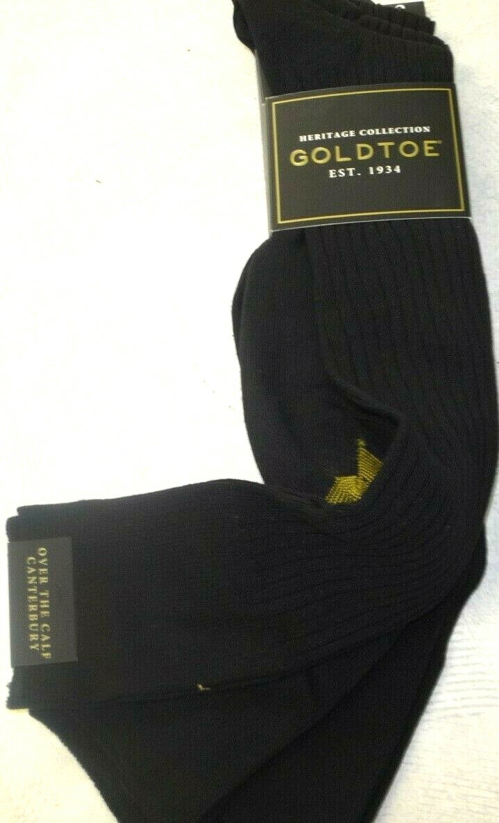 Gold Toe Men’s Socks, Men’s Gold Toe 794H Canterbury OTC, 3 pair pack, Black