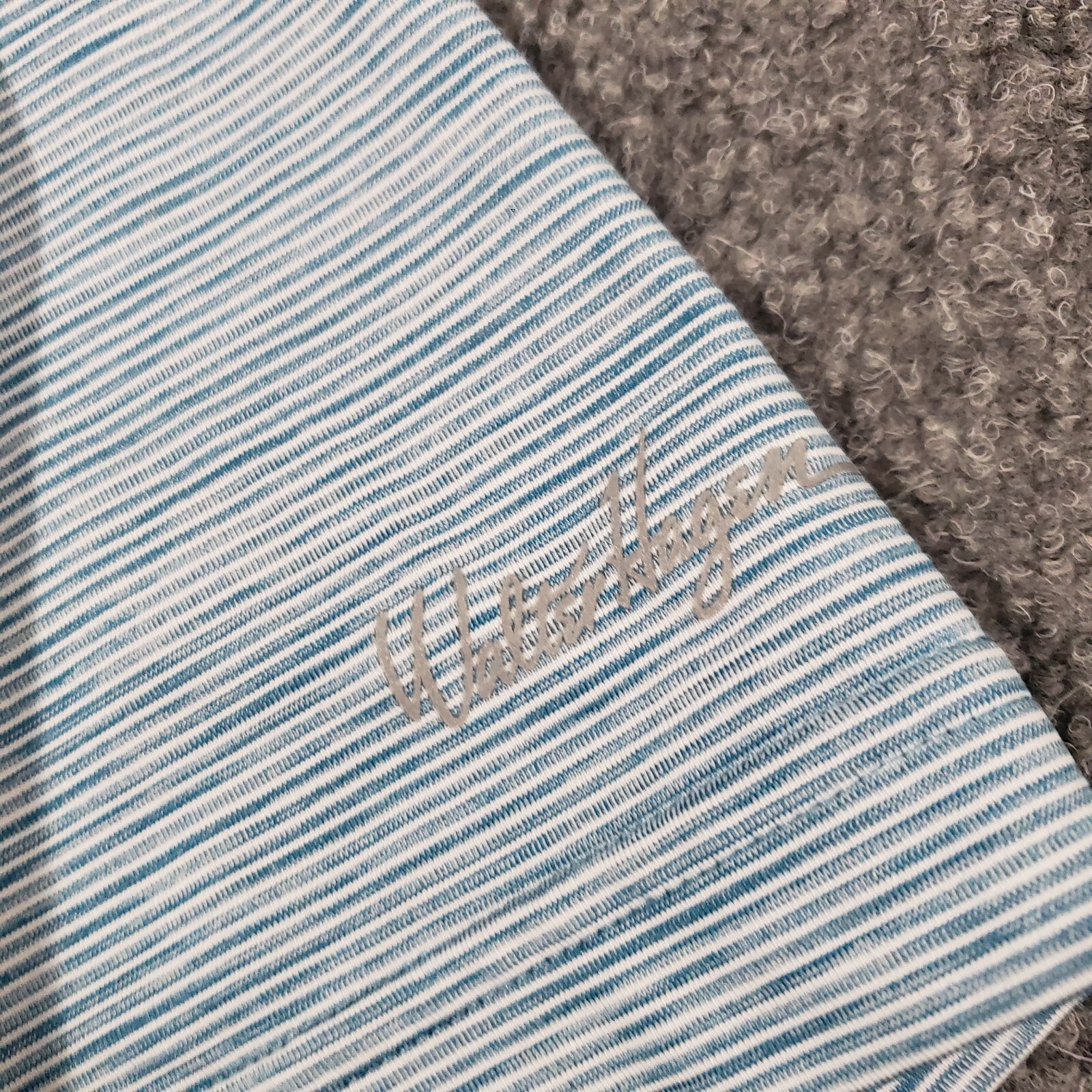 Walter Hagen 11 majors polo men’s small striped blue poly spandex blend