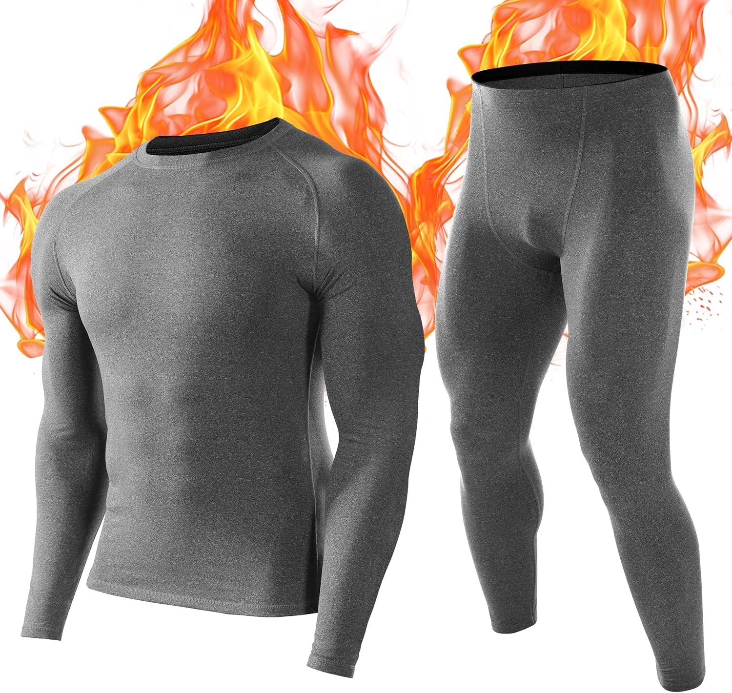 Men Thermal Underwear Set Long Johns Fleece Lined Compression Base Layer Winter