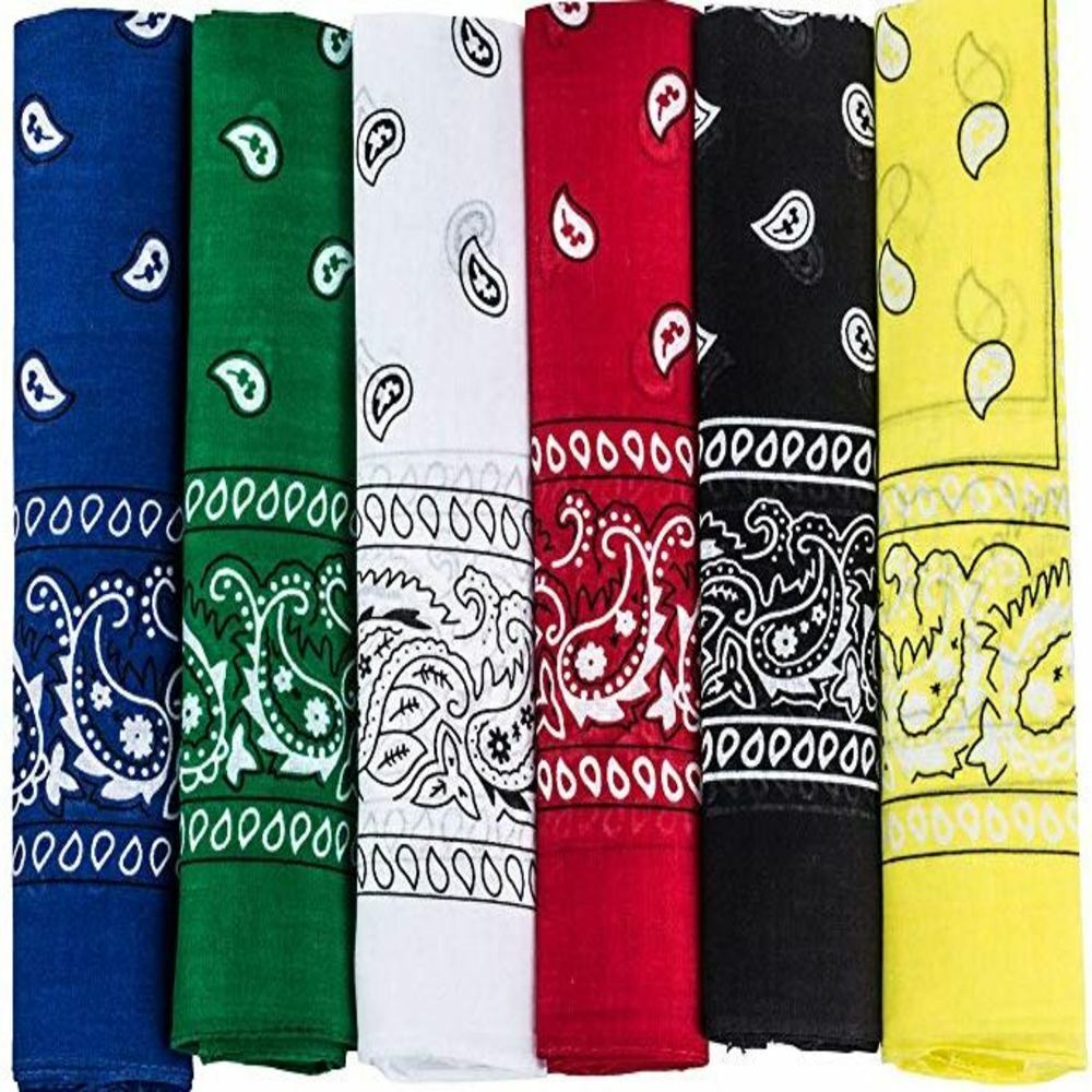 Pack of 6 X-Large Paisley Cotton Printed Bandana – 27 x 27 inches