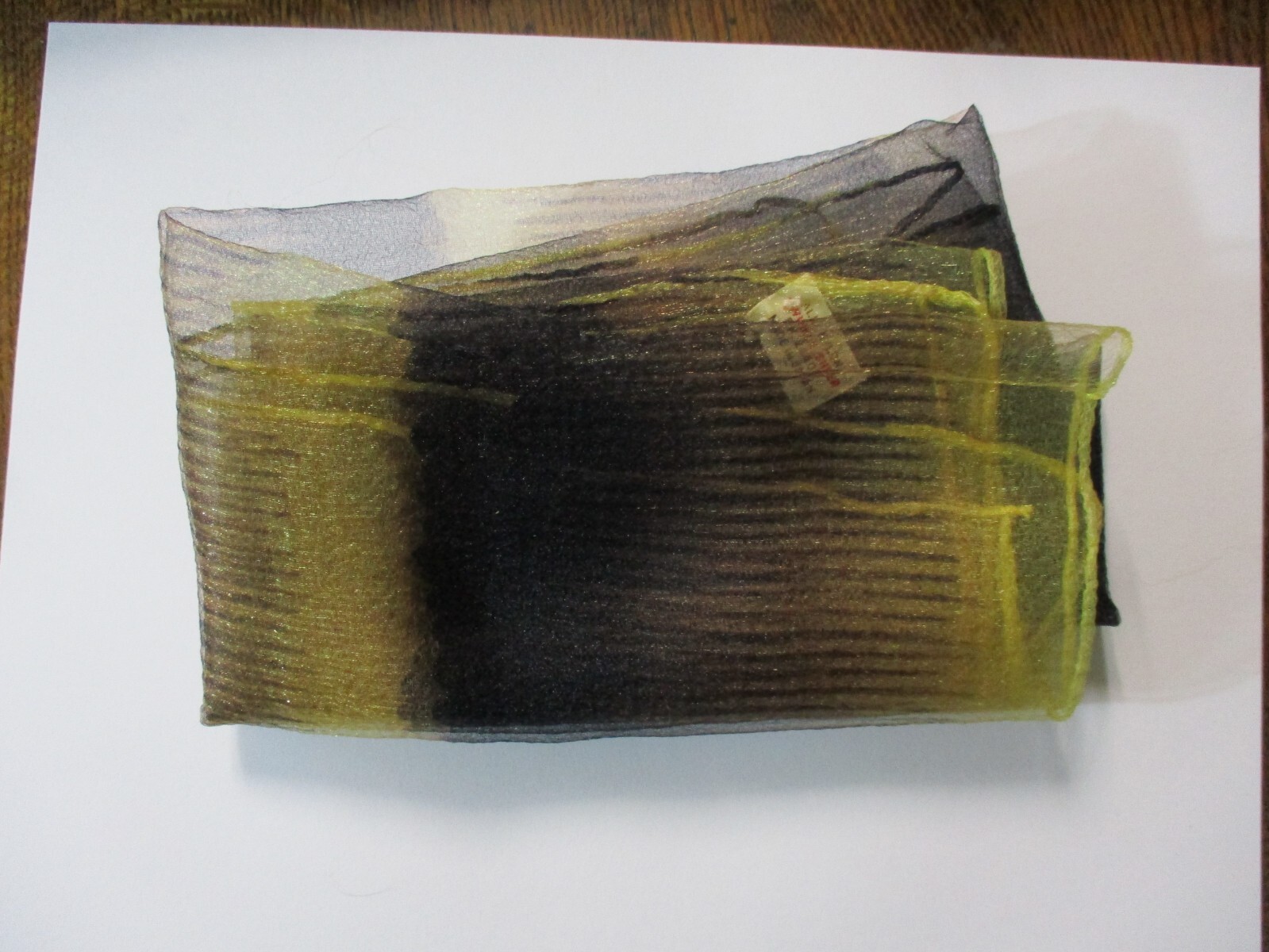 Vintage Ladies Twinkle Sheer Scarf – Black, Brown, Yellow – 25″ x 26″ – Japan