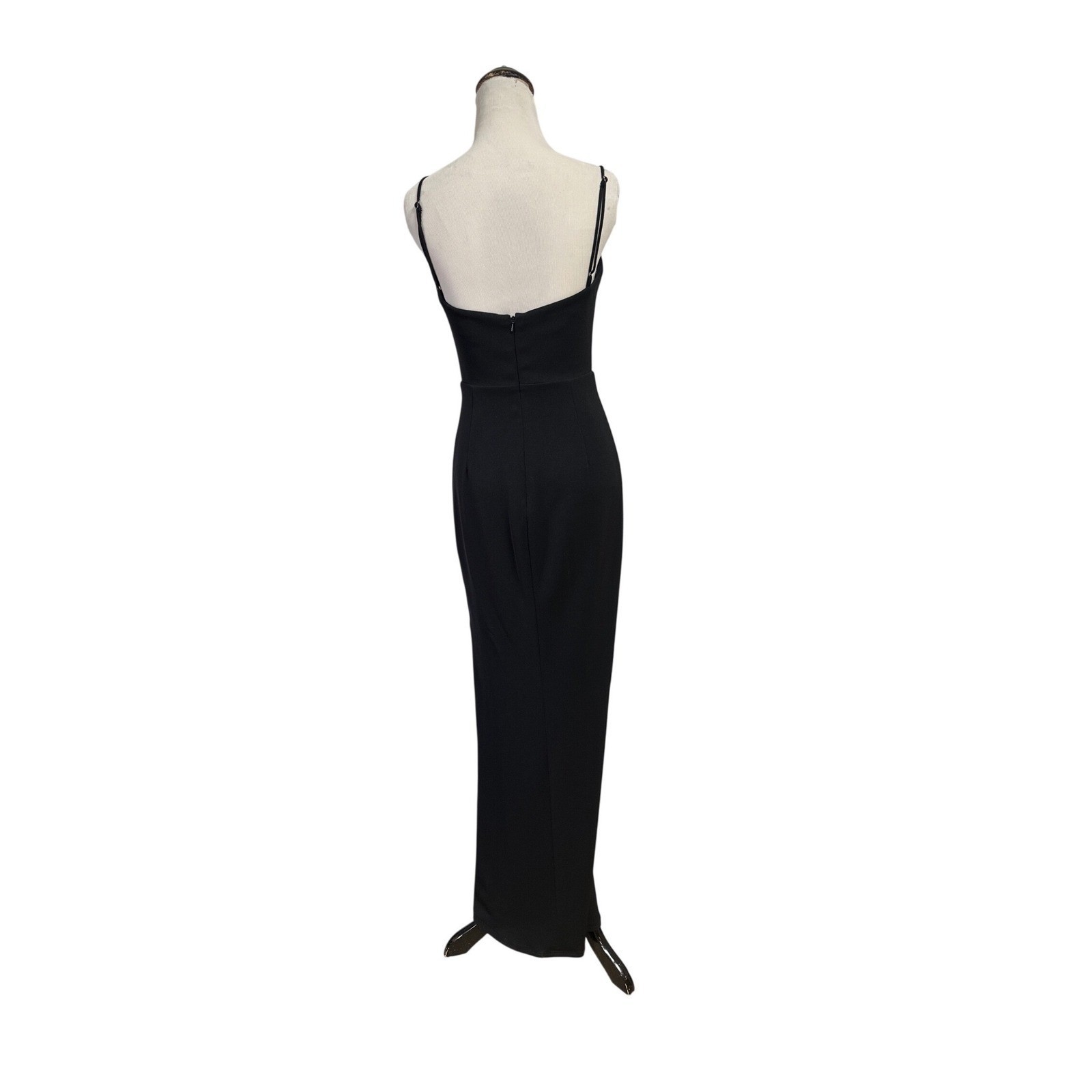 Katie May Black Square Neck High Slit Maxi Dress S Formal Wedding Guest Gown