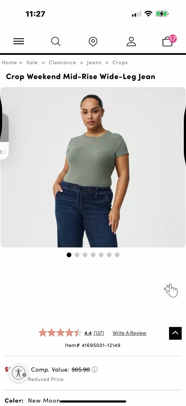 Torrid Pull On Weekend Wide Leg Crop Pants 1X 14 16 Blue Stretch