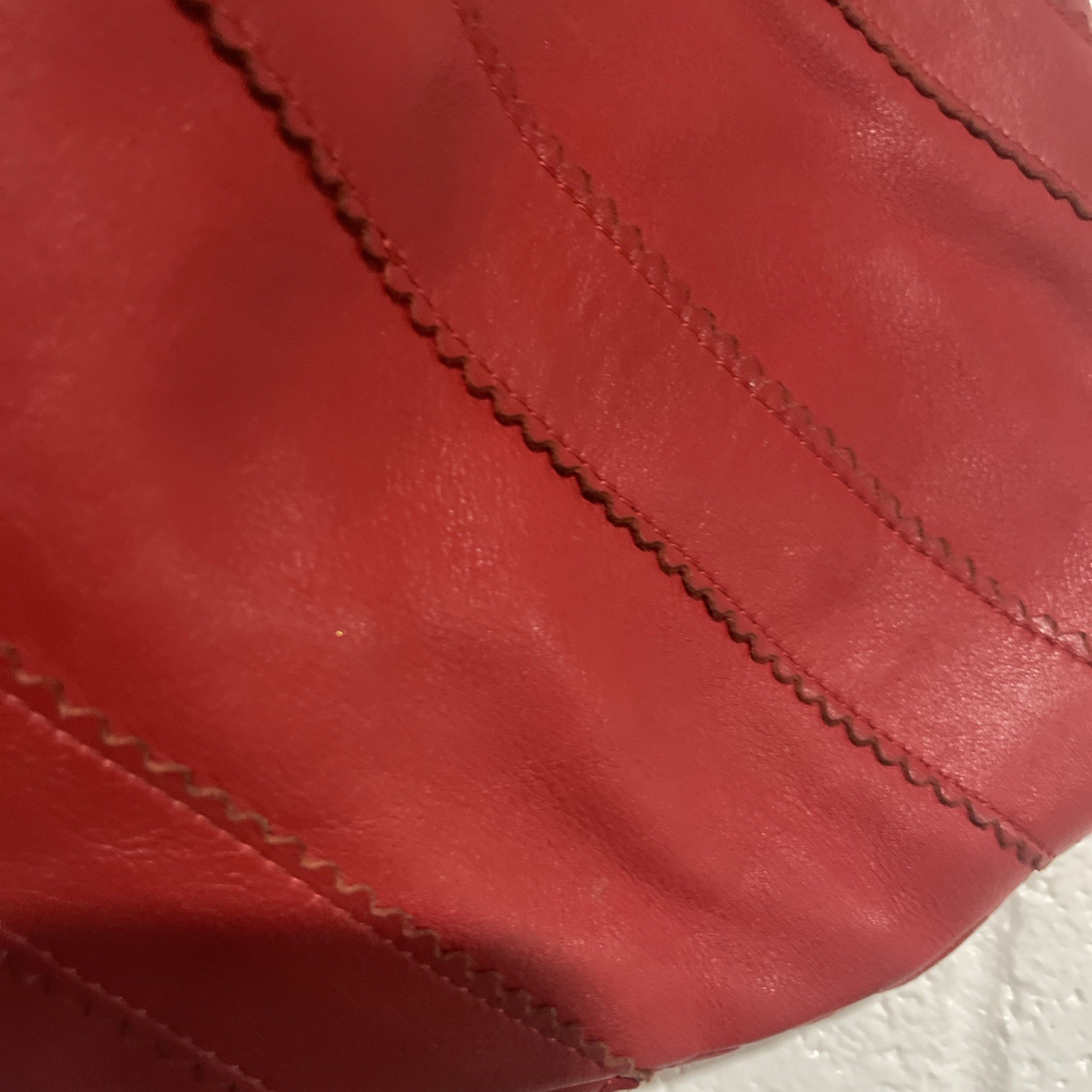 Falor Red Woven Handle Leather Women’s Tote Bag Slouchy Shoulder Bag READ
