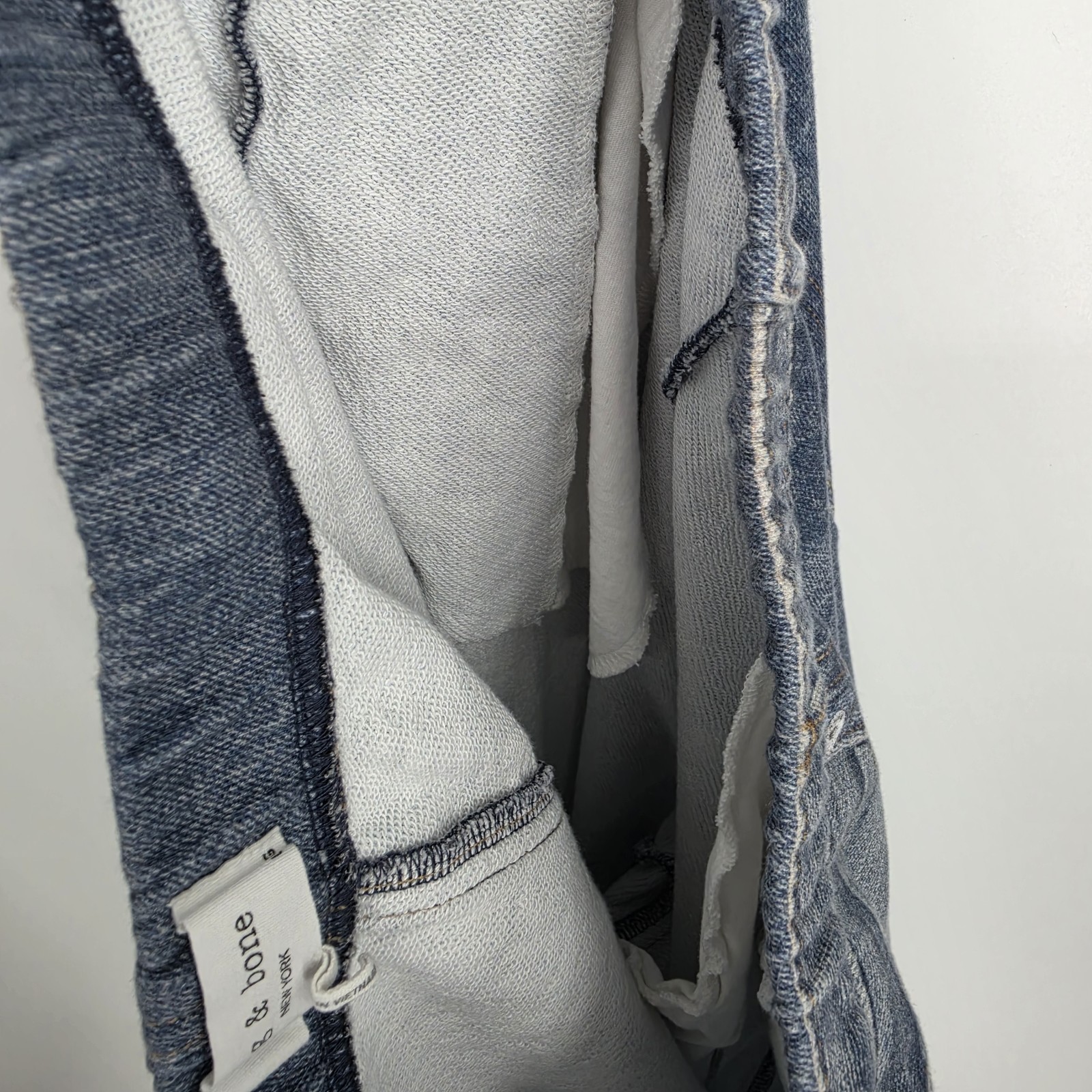 Rag & Bone Miramar Wide Leg Pants Sz L Scarlet Medium Blue Jeans Cotton Terry