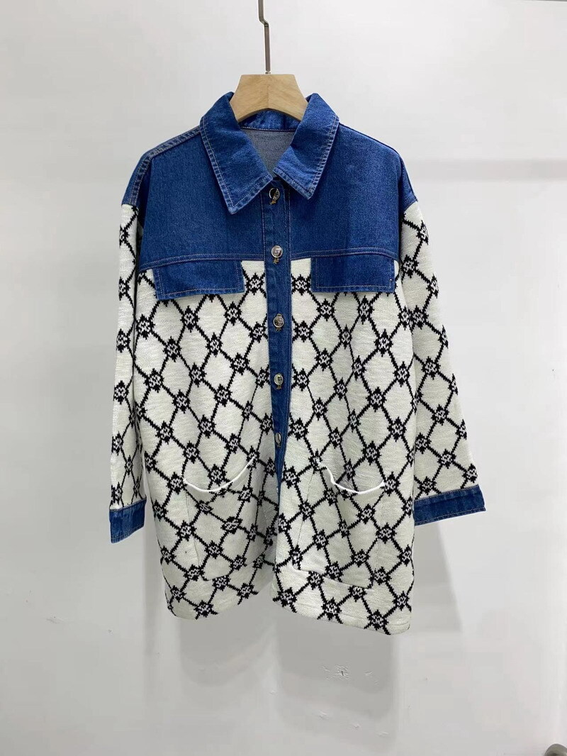 Sandro Cowboy splice Jacquard pattern letter cell knit cardigan Coats Jackets