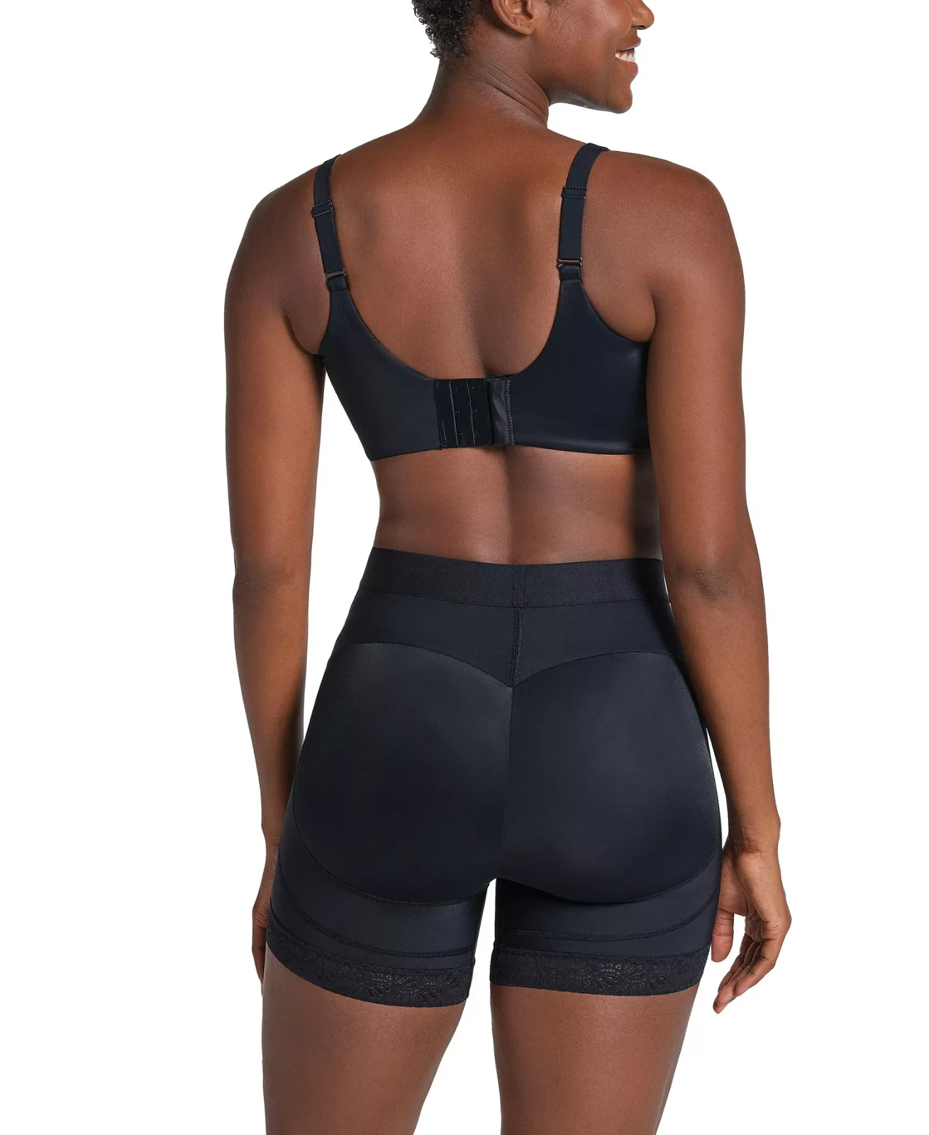 Leonisa Womens Mid Rise Sculpting Butt Lifter Shaper Shorts 012983 Size M Black