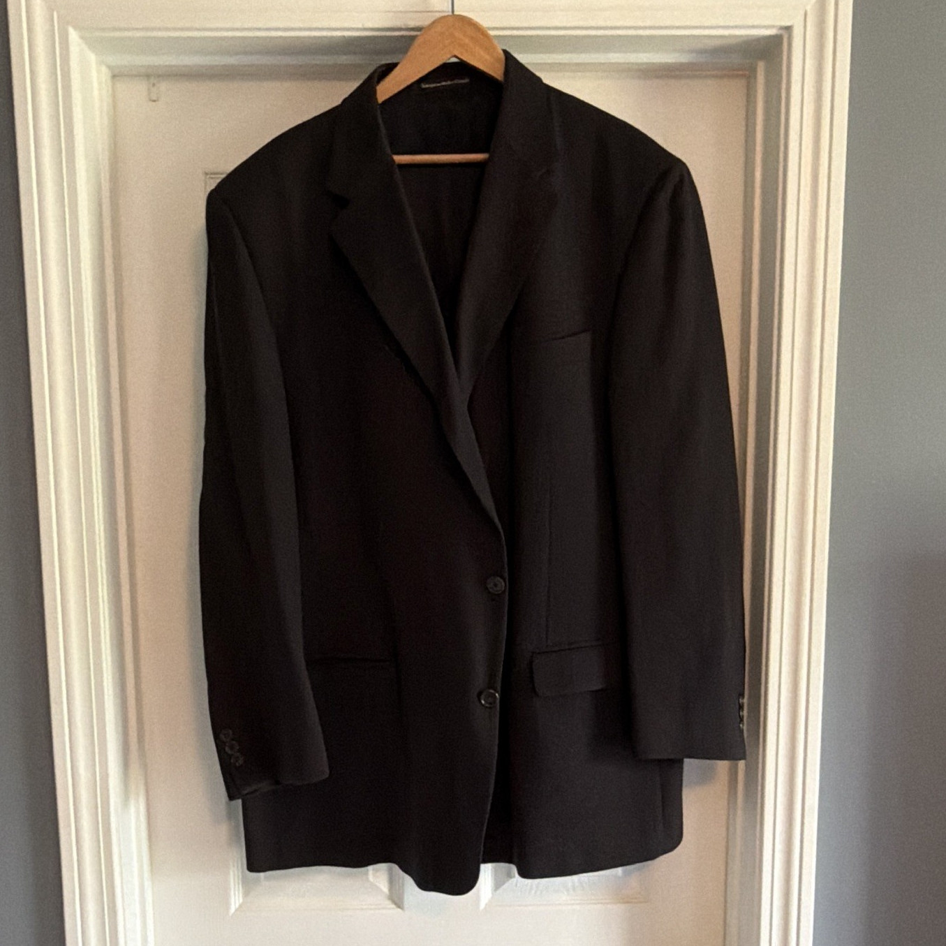 Navy Worsted Wool 2-Piece Suit 50L Single-Breasted 2-Button Notch Lined