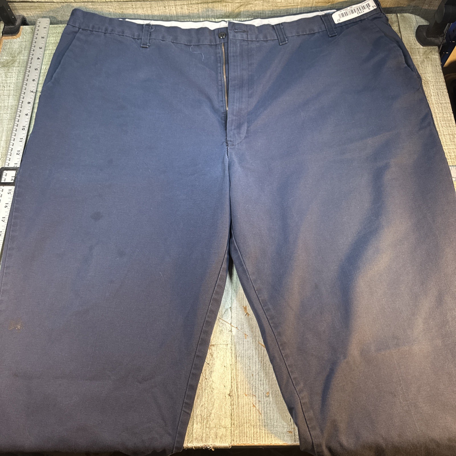 Mens Navy Blue Pants 48×30 Classic Fit Casual Work Chino Flat Front