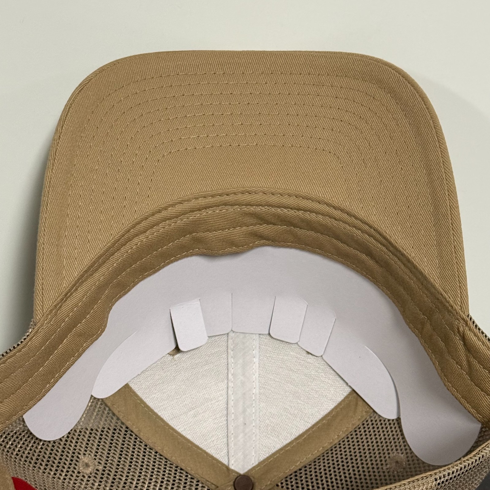 Wrangler Snapback Trucker Hat Beige Adjustable Cap Skull/Flag Logo Patch NEW!