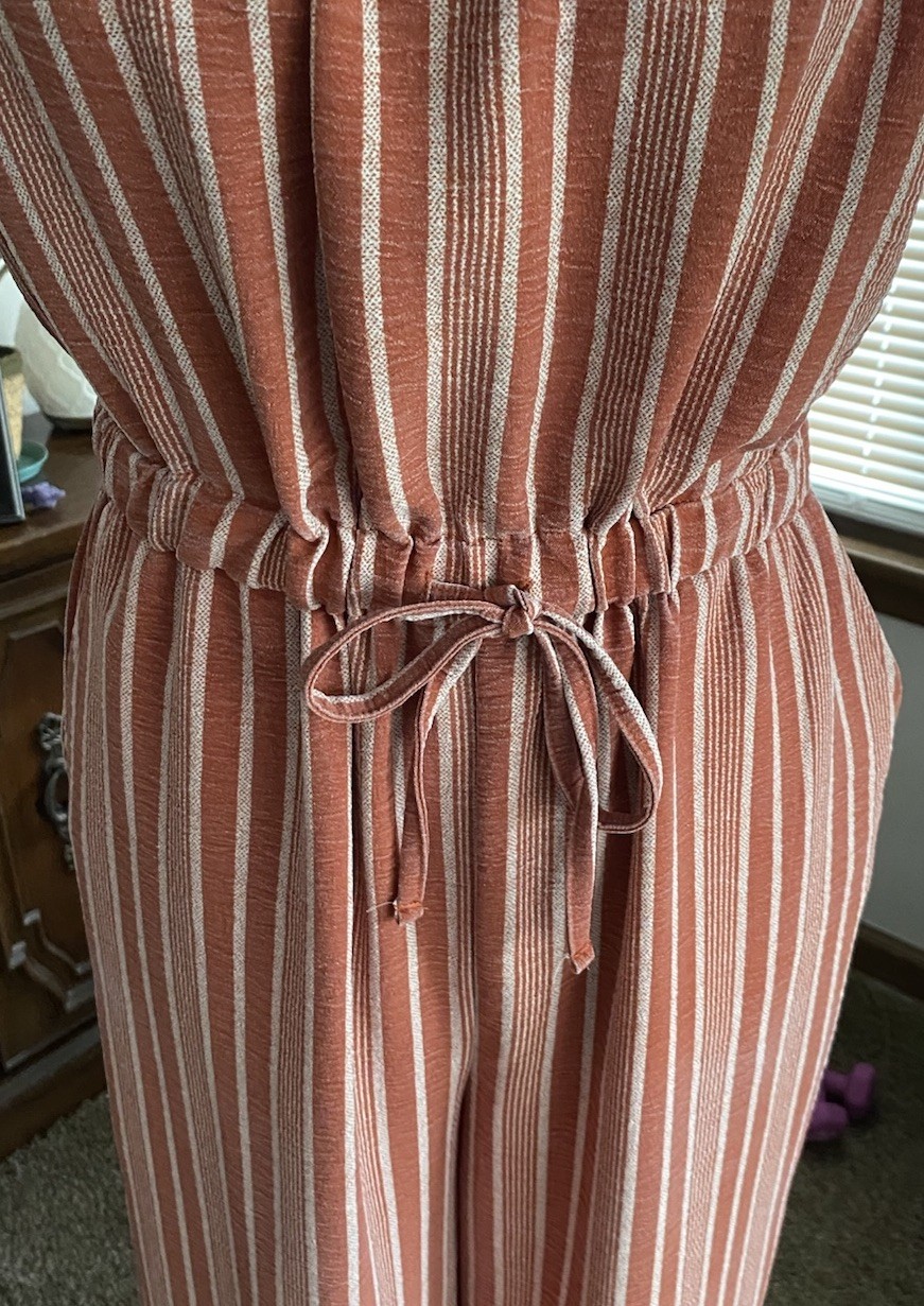 No Boundaries Striped Strapless Jumpsuit Wide Leg Boho Festival Groovy SM 4-6