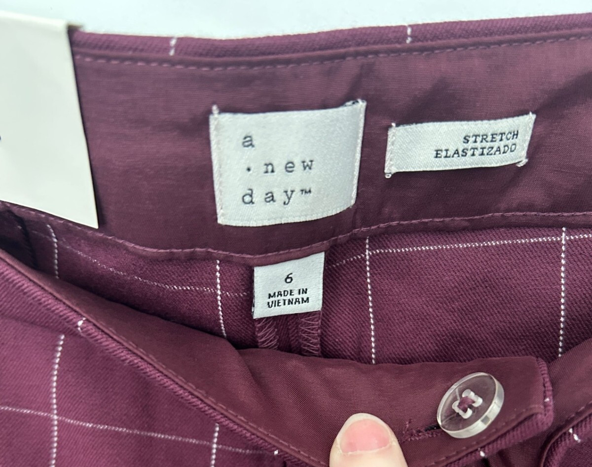 NWT A New Day Pants Size 6 Reg Burgundy Skinny Ankle High Rise Women’s NEW