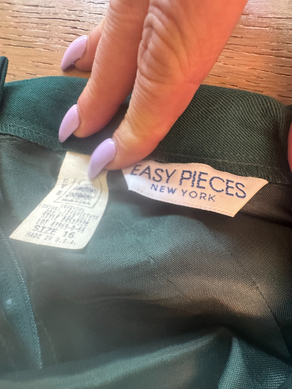 Vintage Easy Pieces New York Wool Long Skirt Women 12 14 Emerald Green Lined