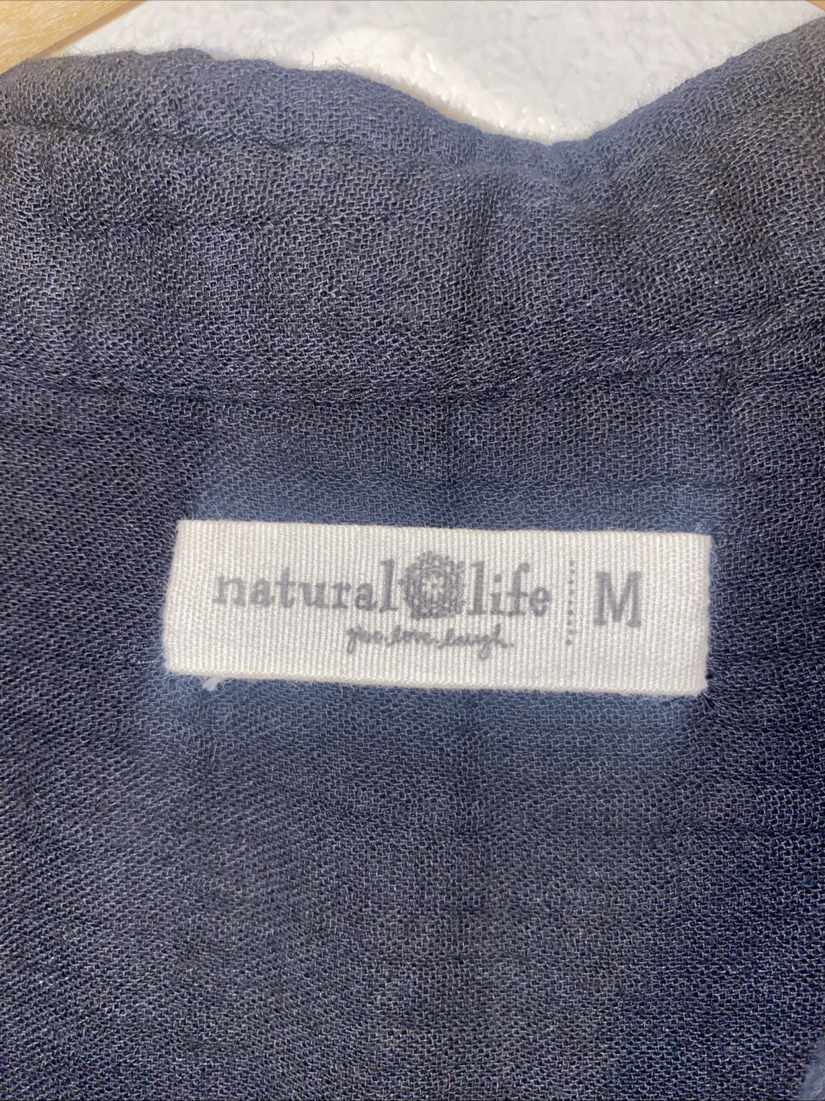 Natural Life Lola Tie Front Roll Tab Sleeve Shirt Cotton Gauze Black Medium