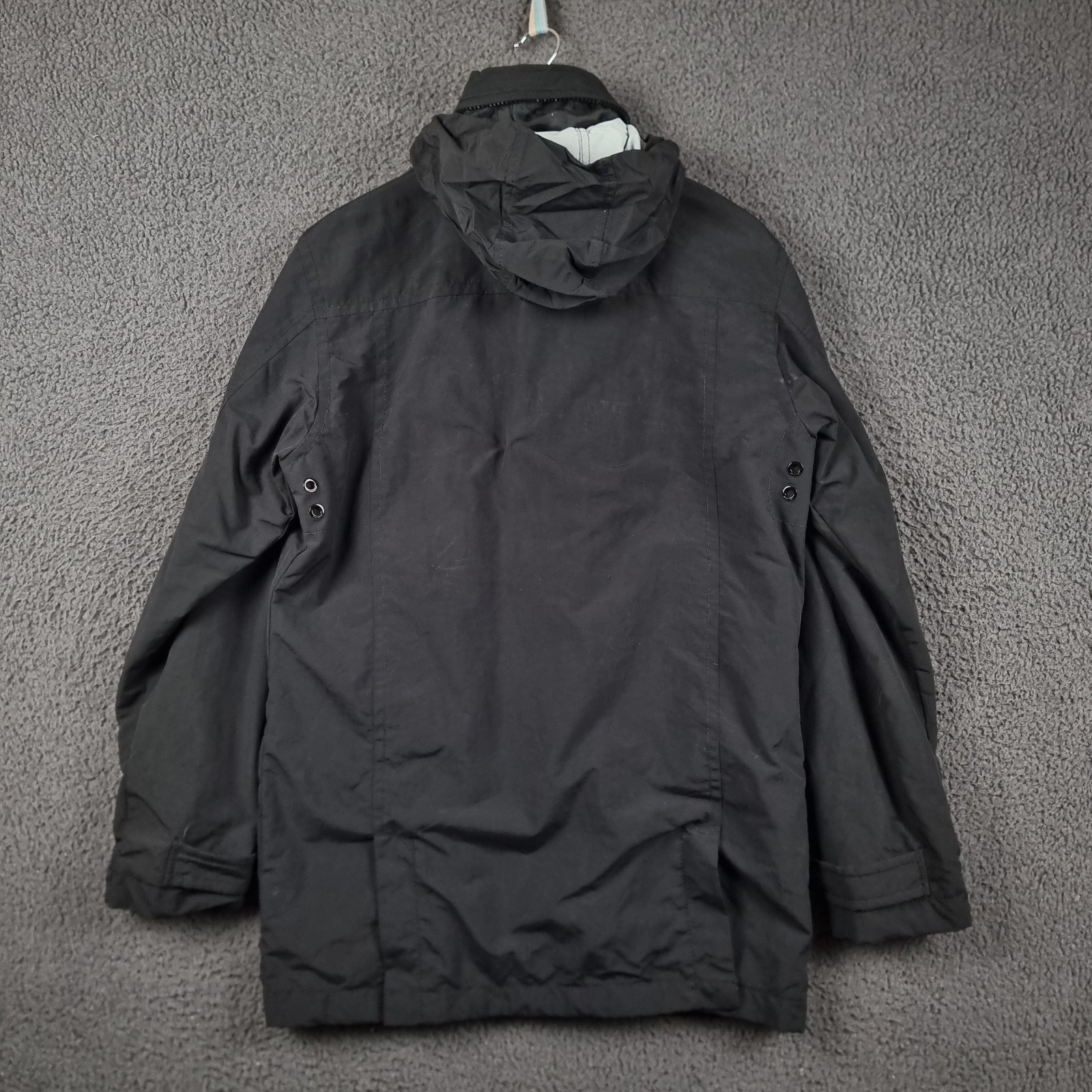 TOMMY HILFIGER Jacket Mens M Medium Black Parka Coat Hooded Insulated Lined