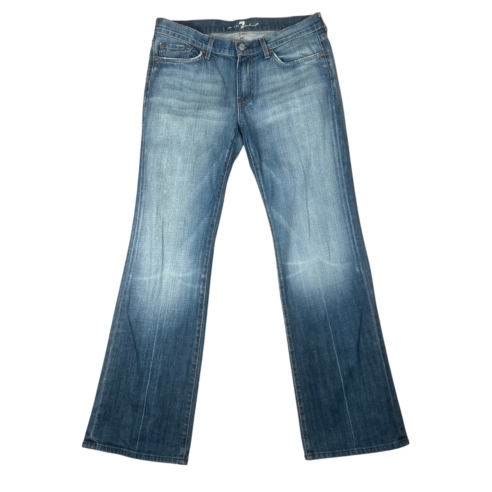 7 For All Mankind Mens Bootcut Jeans Size 34 Blue Medium Wash T520055U-055U USA