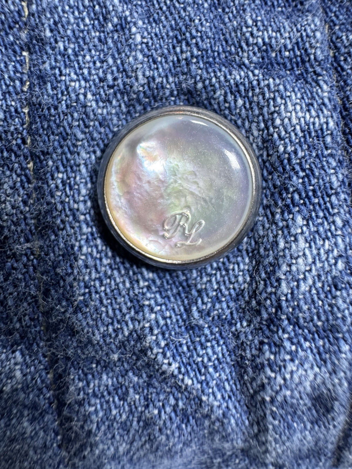 Ralph Lauren Purple Label Denim Western Shirt Size L — Mid Wash / Made In Italy