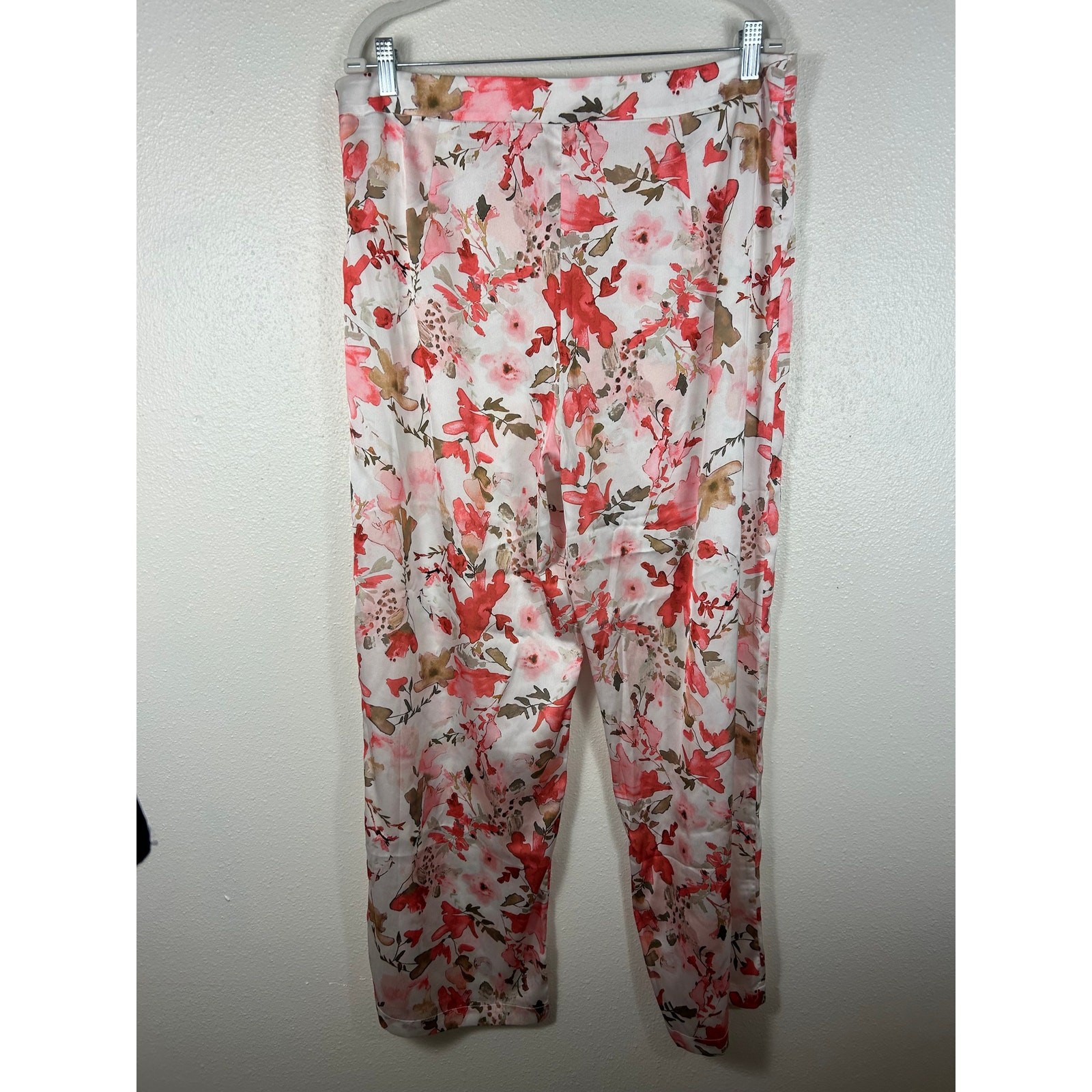 Ming Wang NWT Watercolor Floral Wide Leg Satin Pants Large