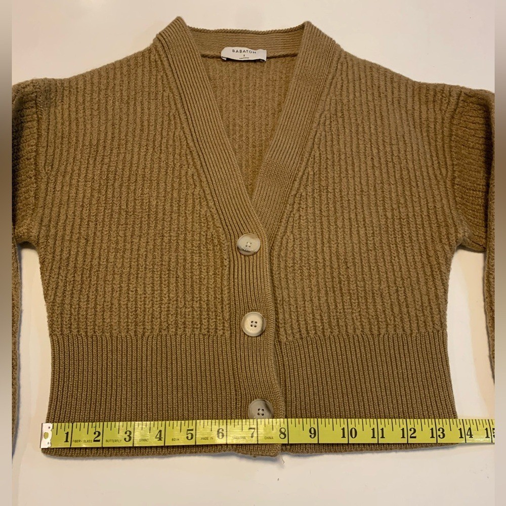 Babaton Retro Cropped 100% Merino Wool Cardigan – Size Small