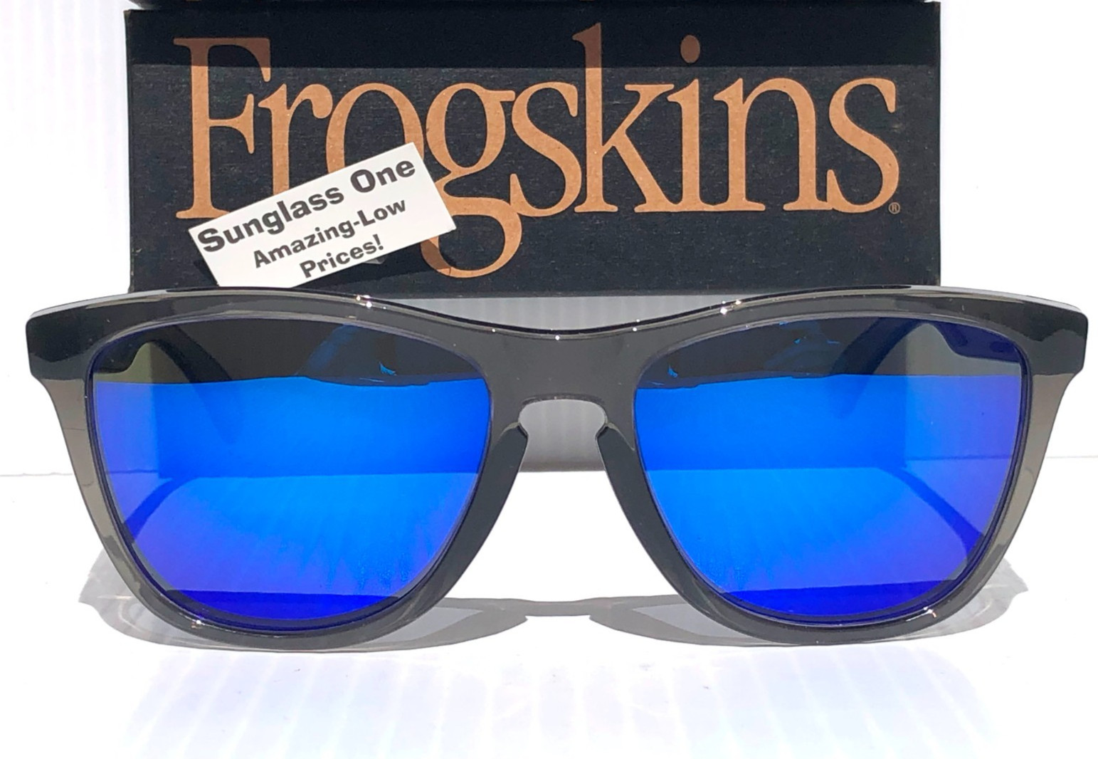 Oakley Frogskins Grey Smoke POLARIZED Galaxy Blue Mirror Lens Sunglass 9245-74