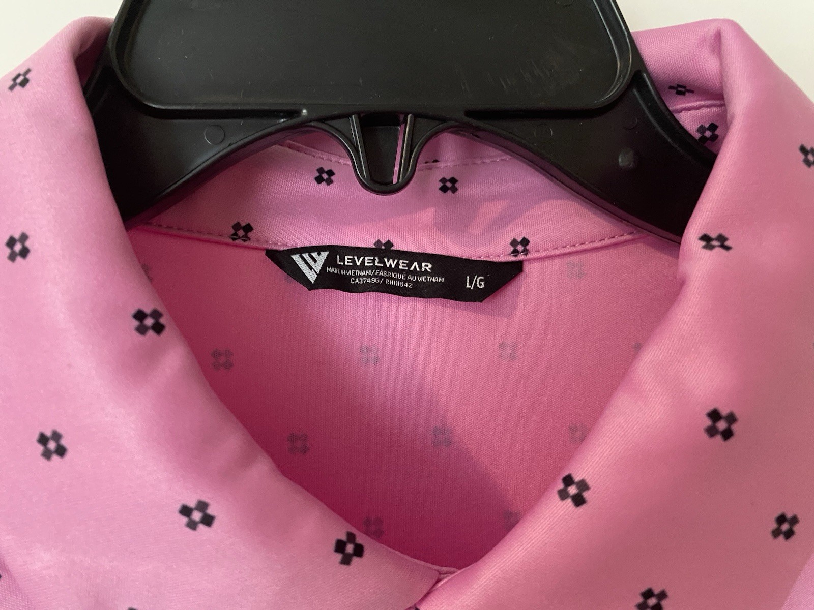 LevelWear Mens Short Sleeve Scratch Golf Polo Shirt Size L Pink Black NWT