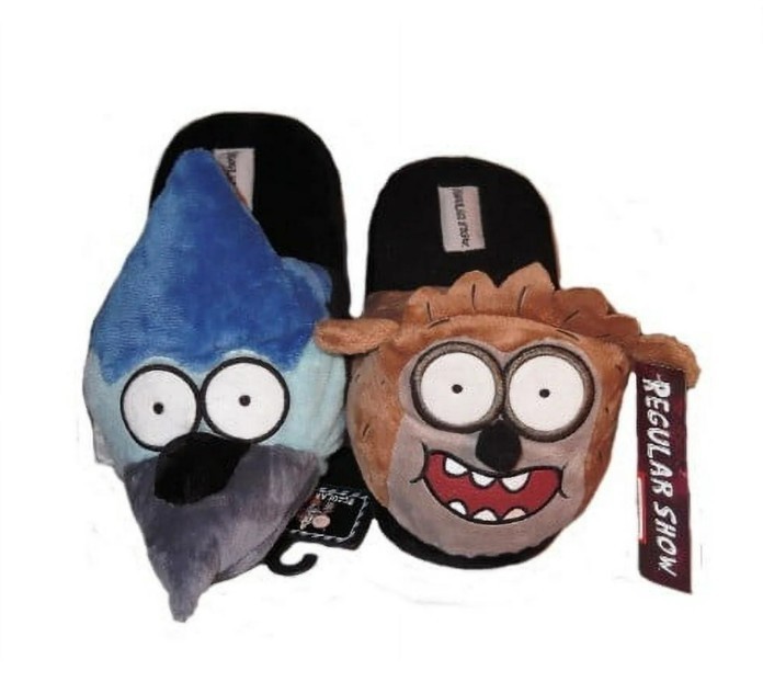 Regular Show Rigby Mordecai Slippers Plush Cartoon Network House Shoes Mens 7-8