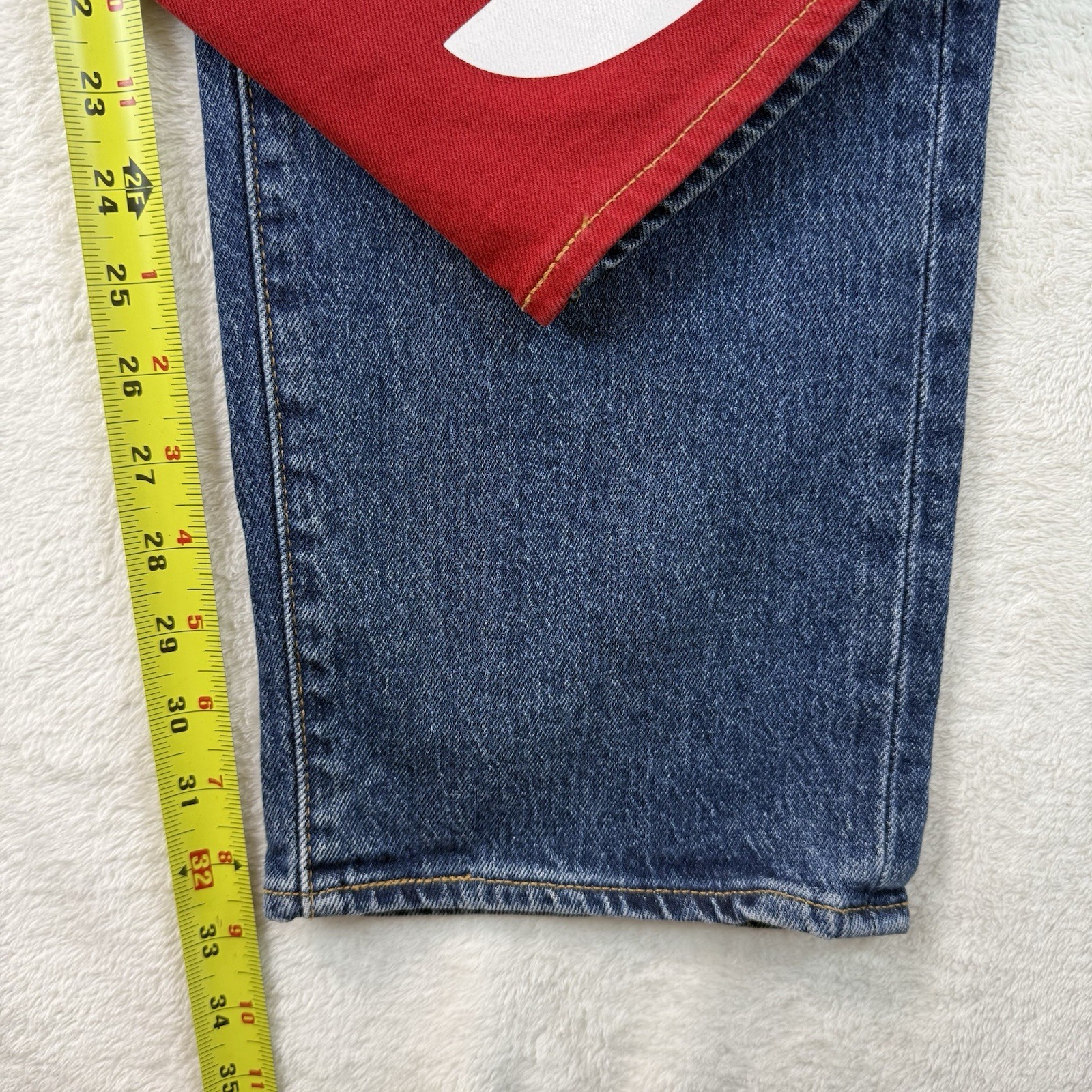 Levi’s 541 Color Block~RARE~Spell Out On Back Leg~Size 34X34~Logo~Blue Red Denim