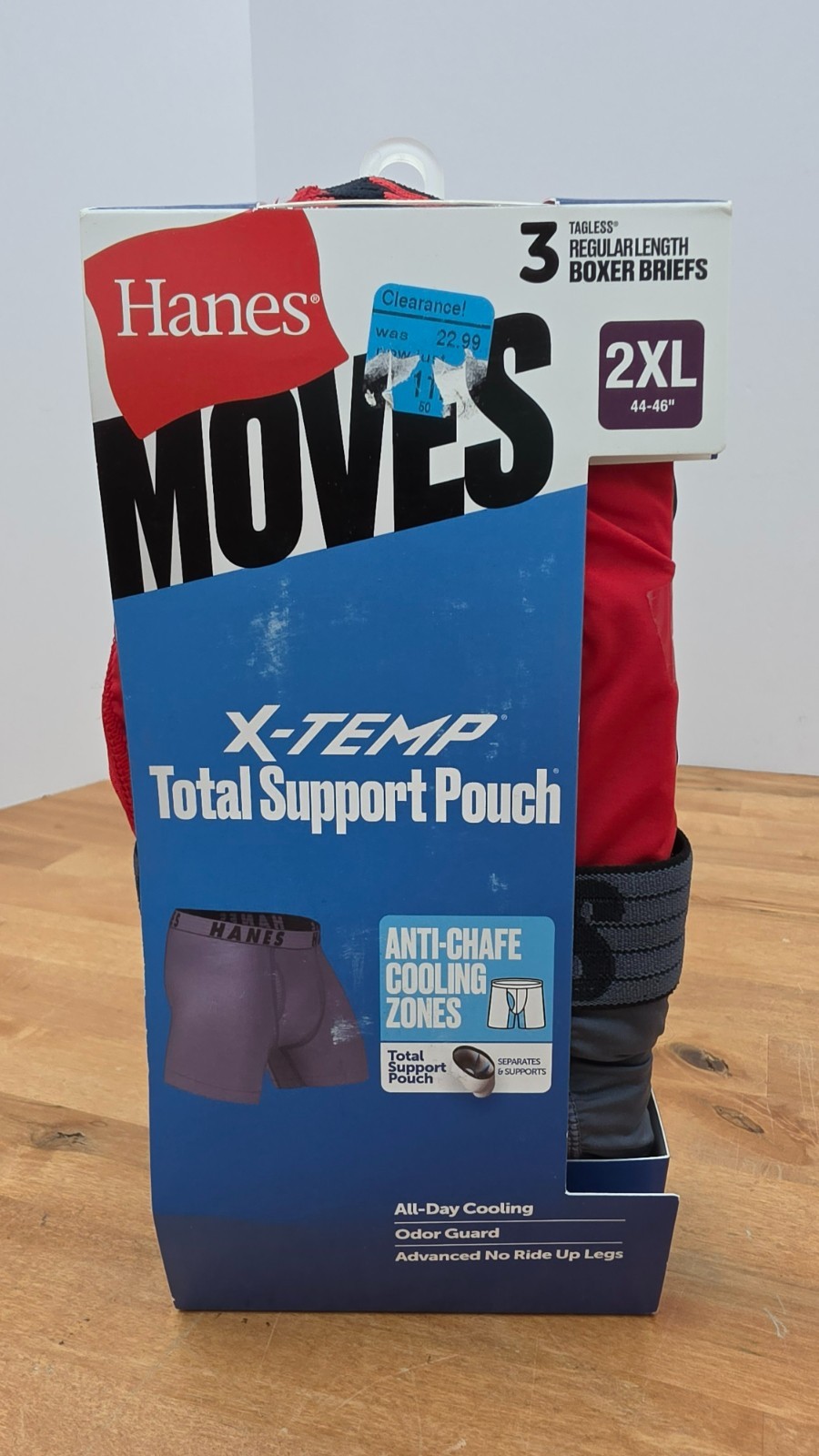 Hanes Moves X-Temp Performance Boxer Briefs Pack Of 3 Size 2XL 44-46